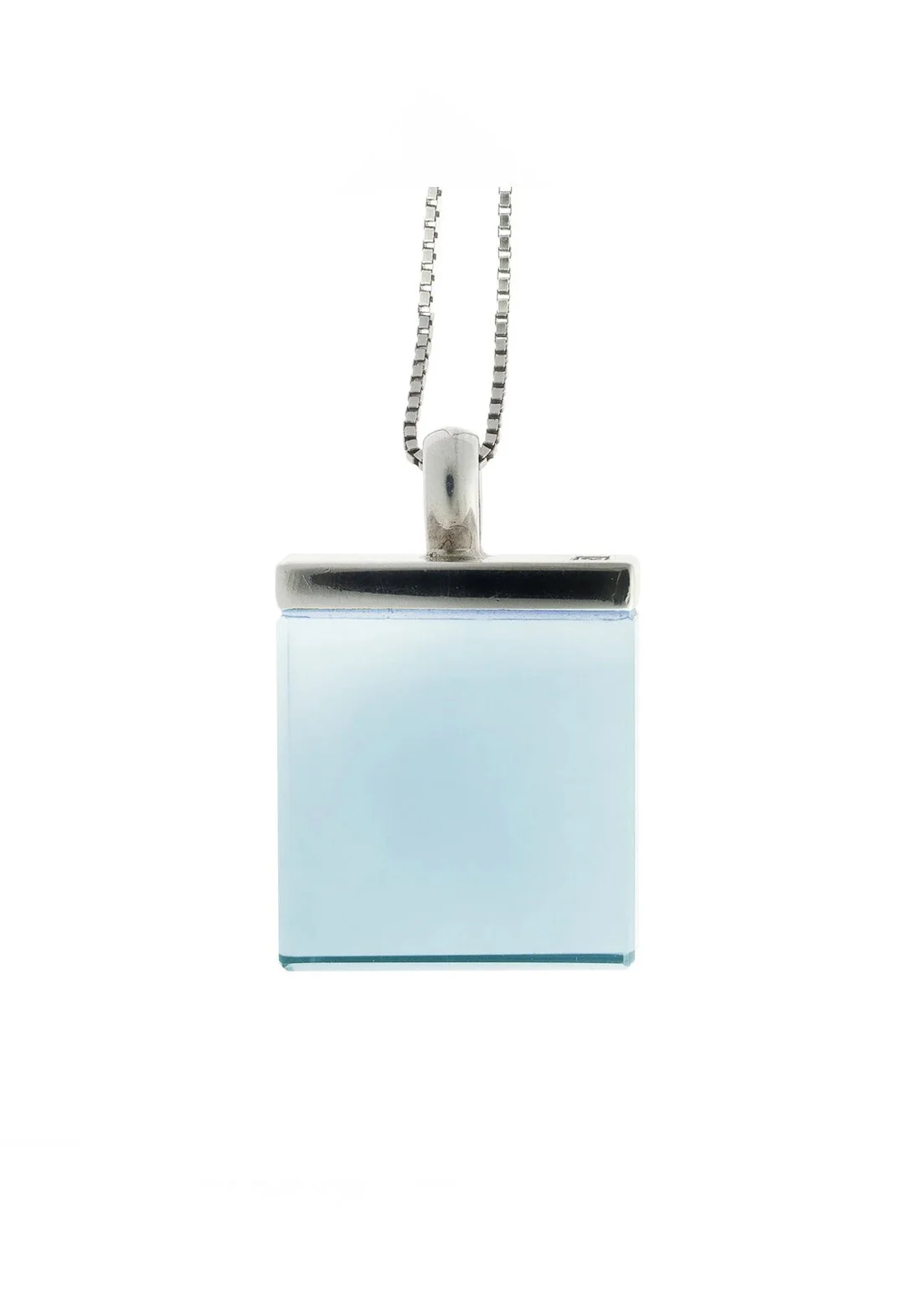 White Gold Ink Pendant Necklace with Topaz