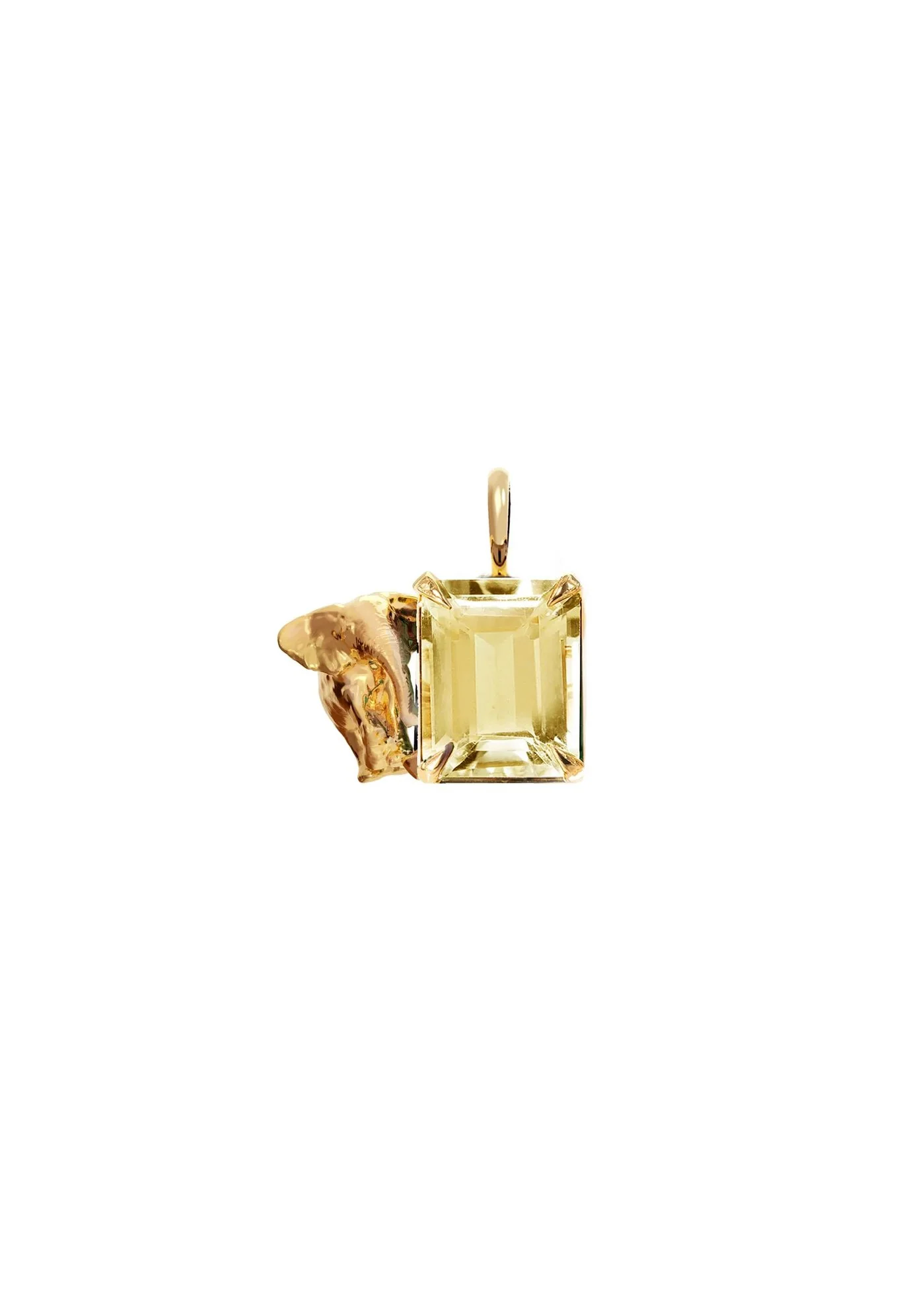 Eighteen Karat Yellow Gold Citrine Elephant Pendant