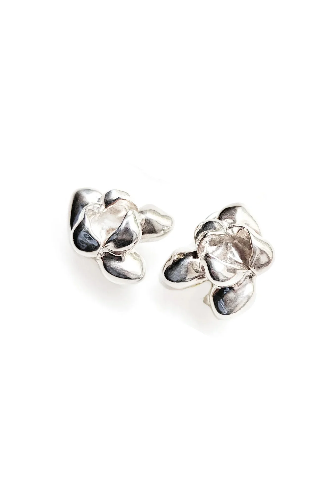 Sterling Silver Iris Floral Contemporary Sculptural Earrings