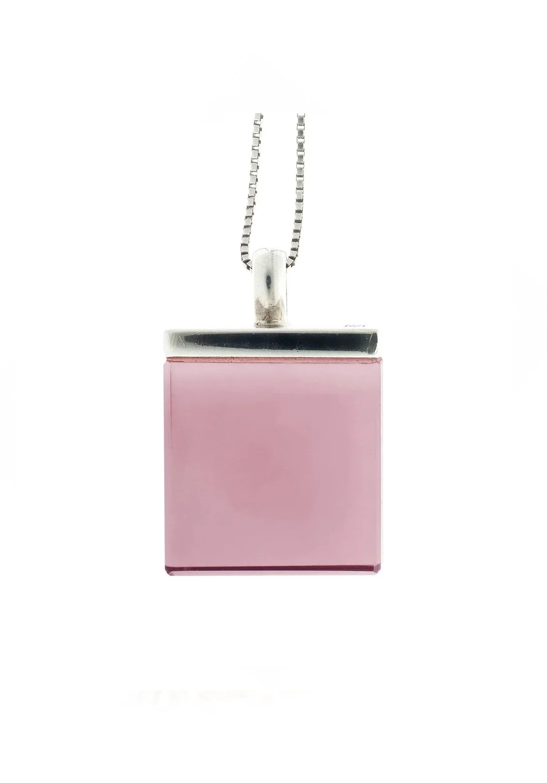Fashion White Gold Pendant Necklace with Rose Quartz