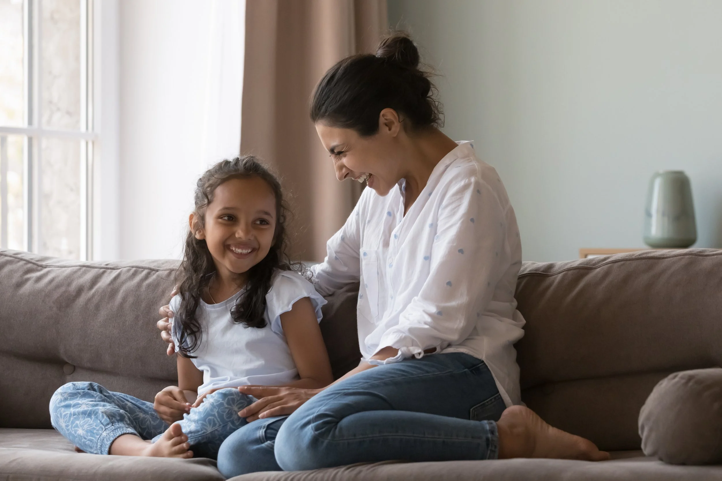 mum and daughter talking