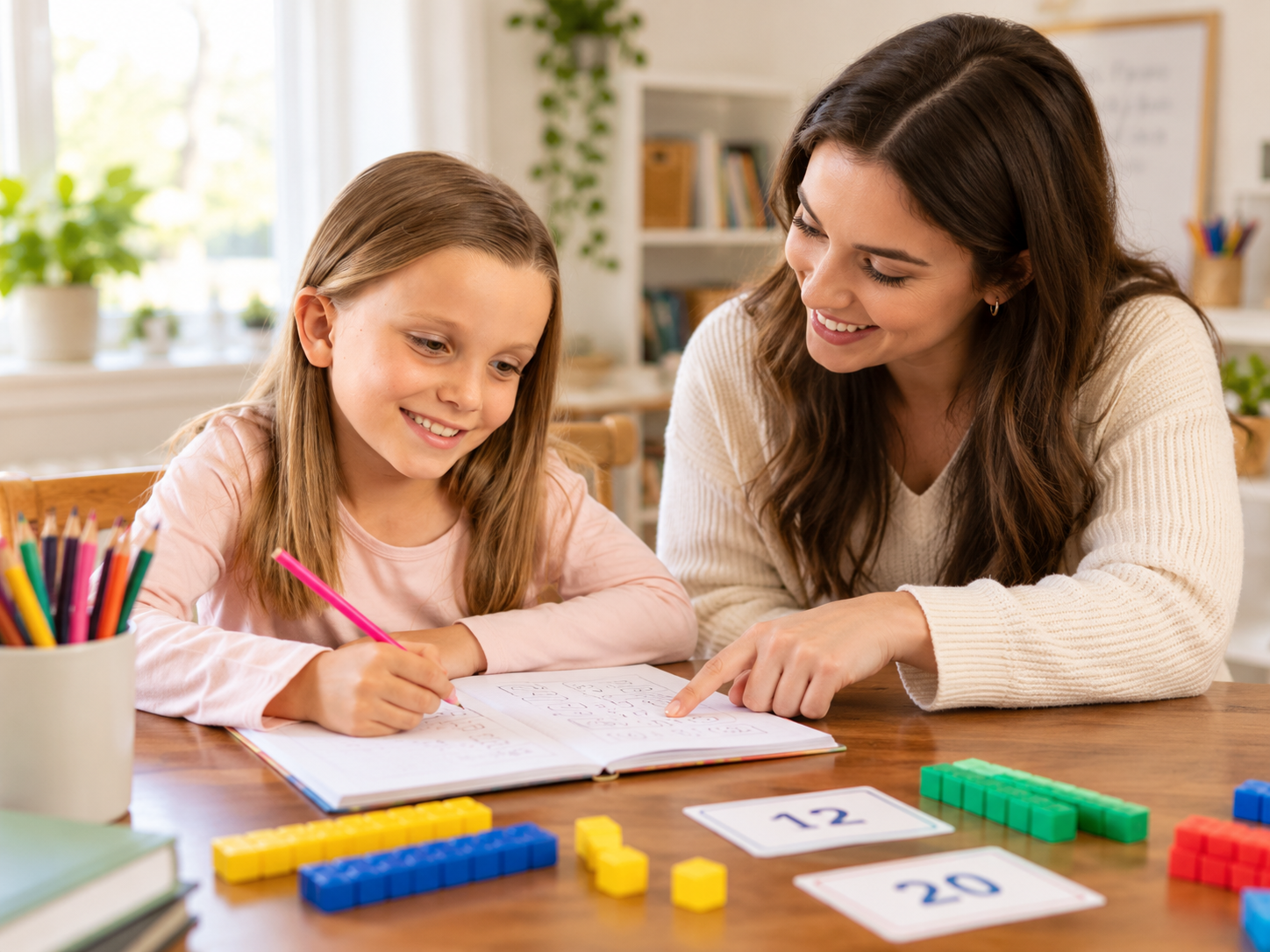 child working on homework