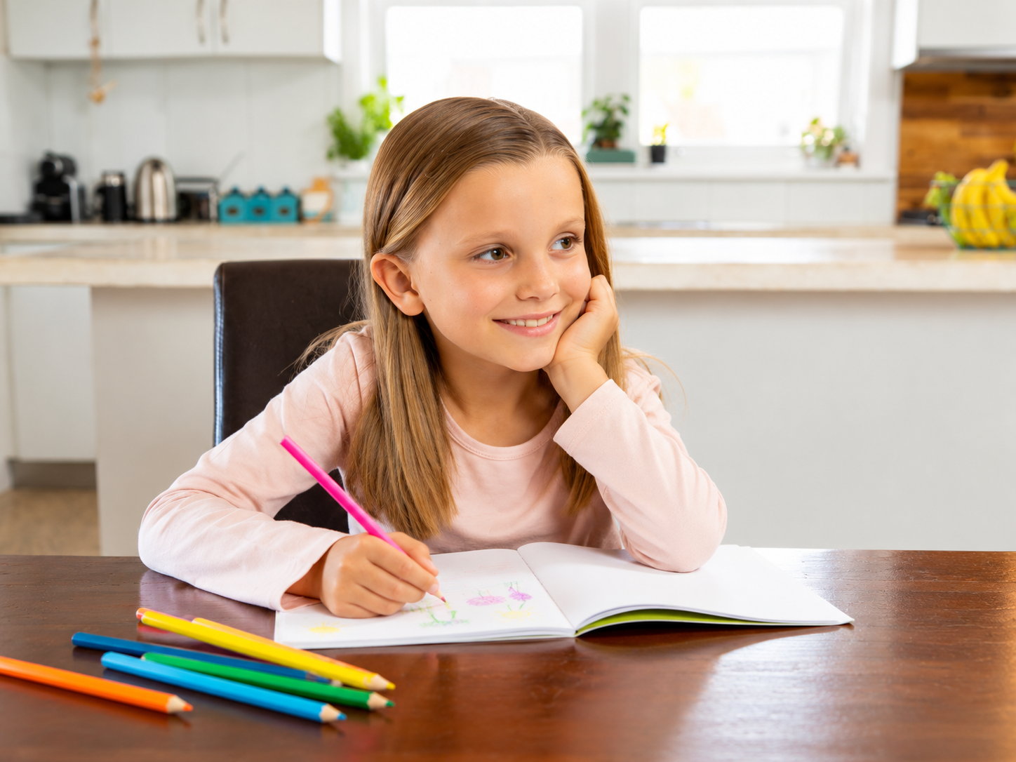 girl working on homework