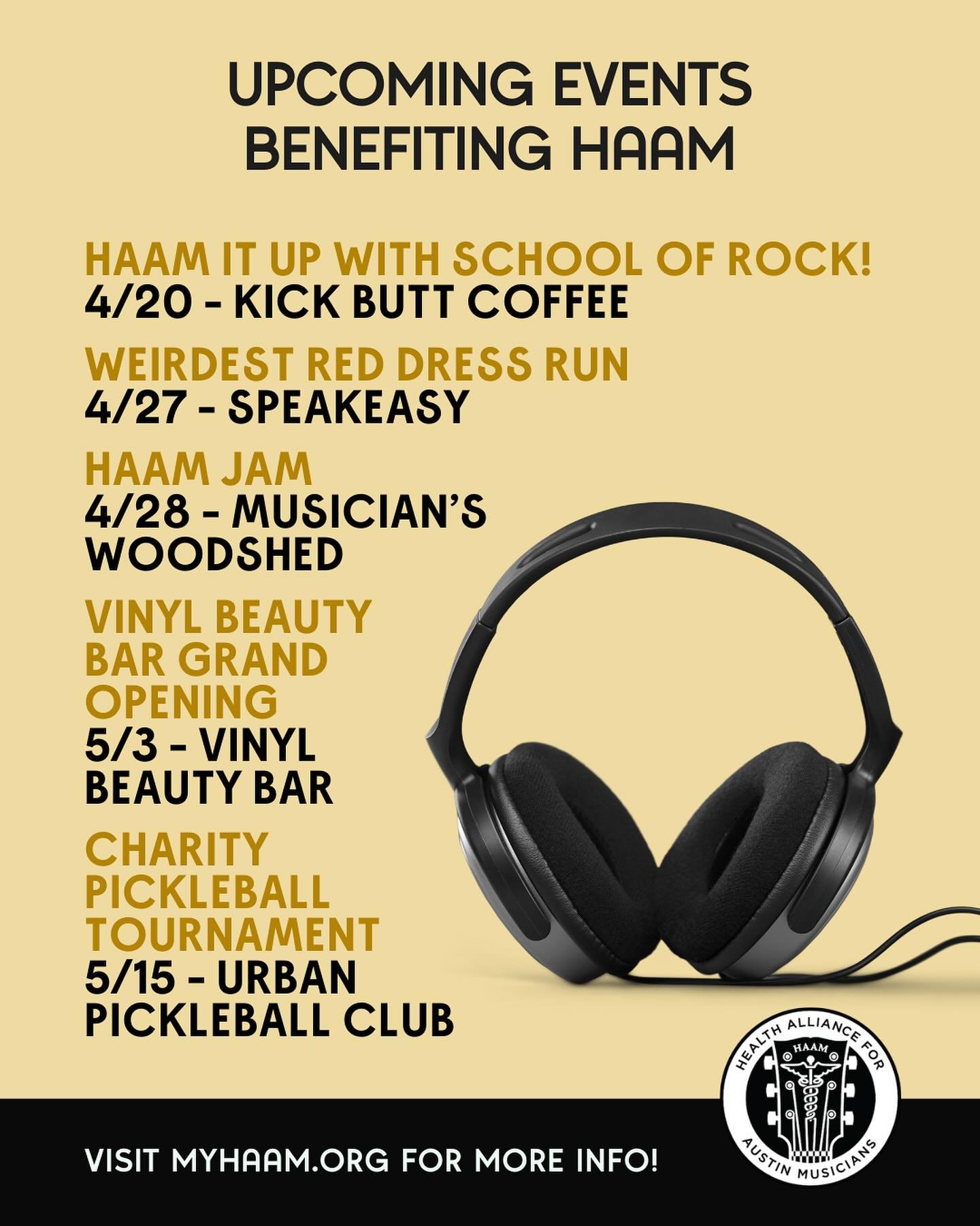 Mark your calendars for these upcoming events benefitting HAAM, including &ldquo;HAAM it Up with School of Rock!&rdquo; @austin_schoolofrock will be hosting a fundraiser for HAAM on April 20th at @kickbuttcoffee! $10 cash donation, all proceeds benef