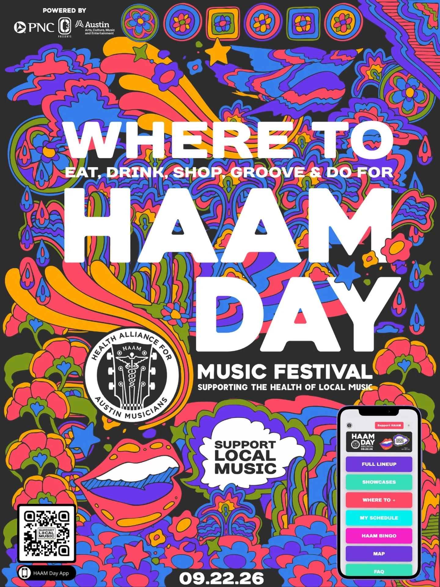We have over TEN DAYS&rsquo; worth of performances, packed into 24 hours of FREE LOCAL MUSIC across Greater Austin today! Make a plan to see your favorite HAAM Day artists and bands with our NEW App! Search by places to eat, drink, and listen to live
