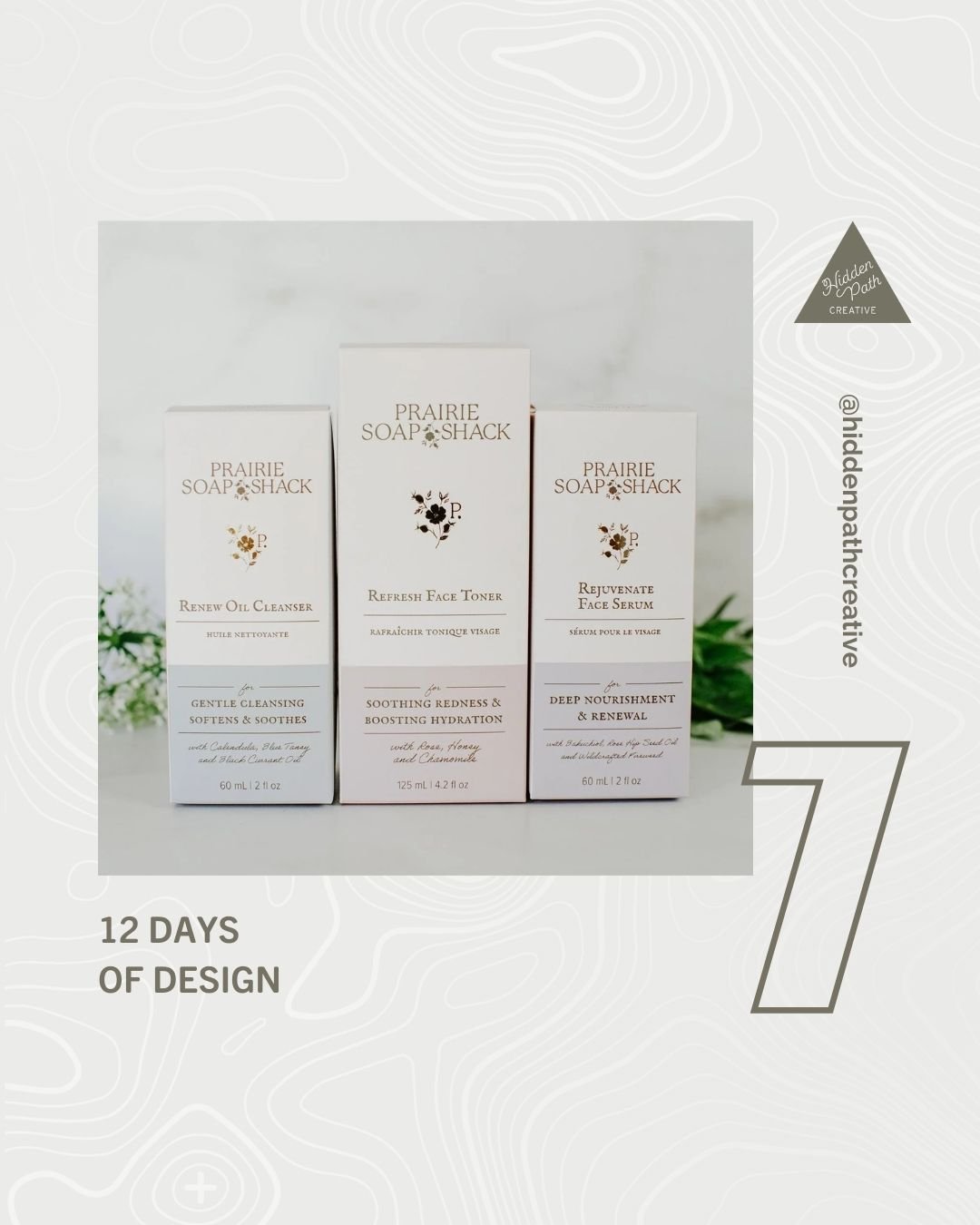 Day 7: A rebrand deserves packaging that lives up to it.⁣
⁣
Prairie Soap Shack&rsquo;s skincare line got the full glow-up treatment&mdash;refined, cohesive, and ready for its premium era.⁣
⁣
✨ Elegant foil, calm tonal color coding, and strategic stru