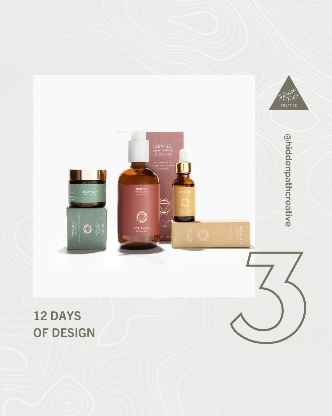 Day 3: Where science meets skincare shelf appeal.⁣
Youthful Balance came to us ready to refine, and we delivered a packaging system that feels as balanced as the formulations inside.⁣
⁣
🍃 Clean lines, earthy tones, and rich finishes bring the brand 