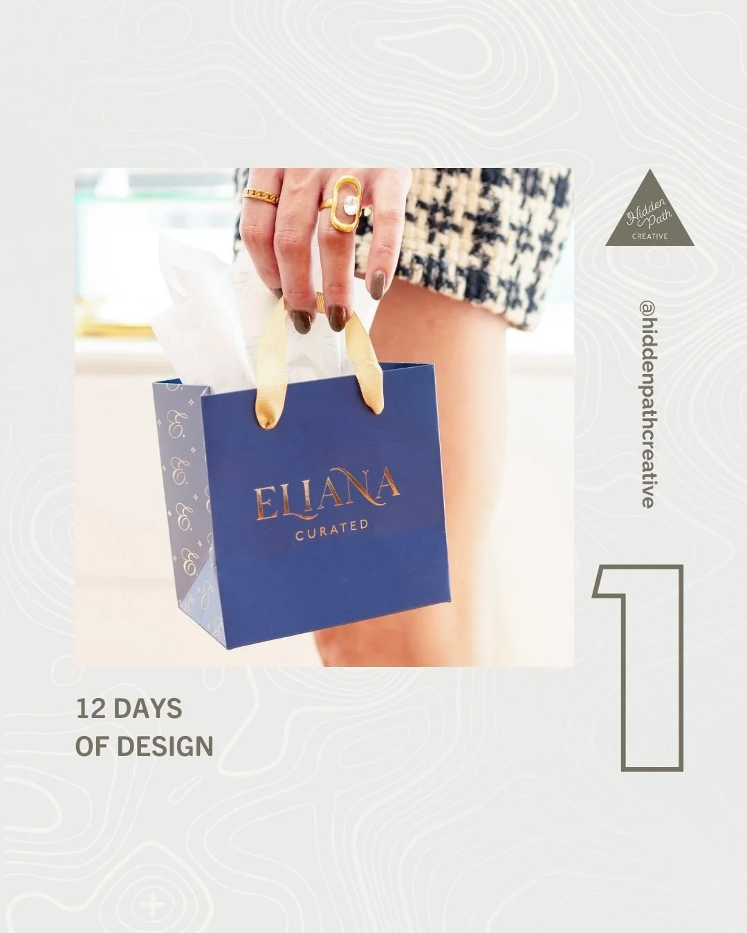 Day 1: The bag that built a brand moment.⁣
⁣
For Eliana Curated, this shopping bag does more than hold a purchase&mdash;it carries the brand.⁣
⁣
💙 Signature blue? Check.⁣
✨ Foil-stamped logo? Check.⁣
🎀 Luxe ribbon handle? Of course.⁣
⁣
Bonus? Every