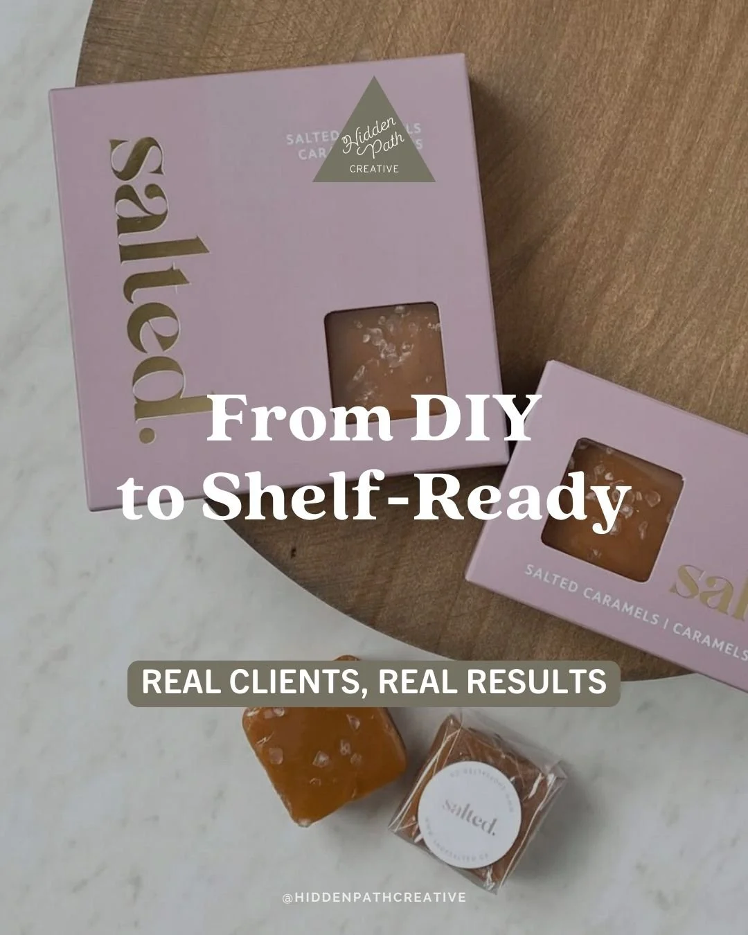 Founders come to me when their packaging feels like the weak link&mdash;but their product is ready for more.⁣
⁣
Here&rsquo;s what happens when we fix that:⁣
⁣
🍬 Salted.⁣
&rarr; New packaging system across Everyday, Premium, and Holiday lines⁣
&rarr;