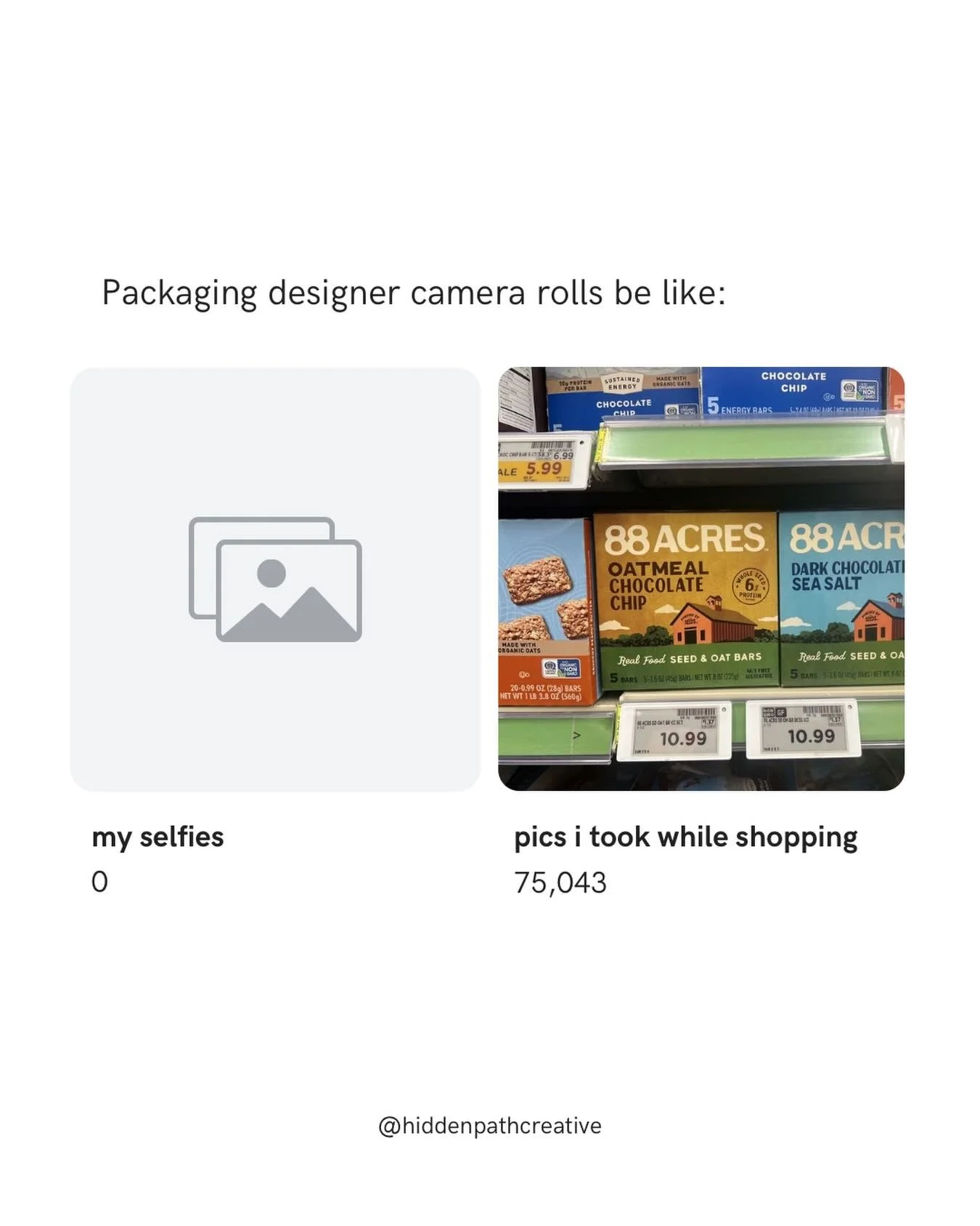I may not remember what I walked into Target for&hellip; but I&rsquo;ll absolutely leave with packaging inspiration 😂 Anyone else?

#packagingdesign #packagingdesigner #cameraroll #shelfstrategy #designhumor