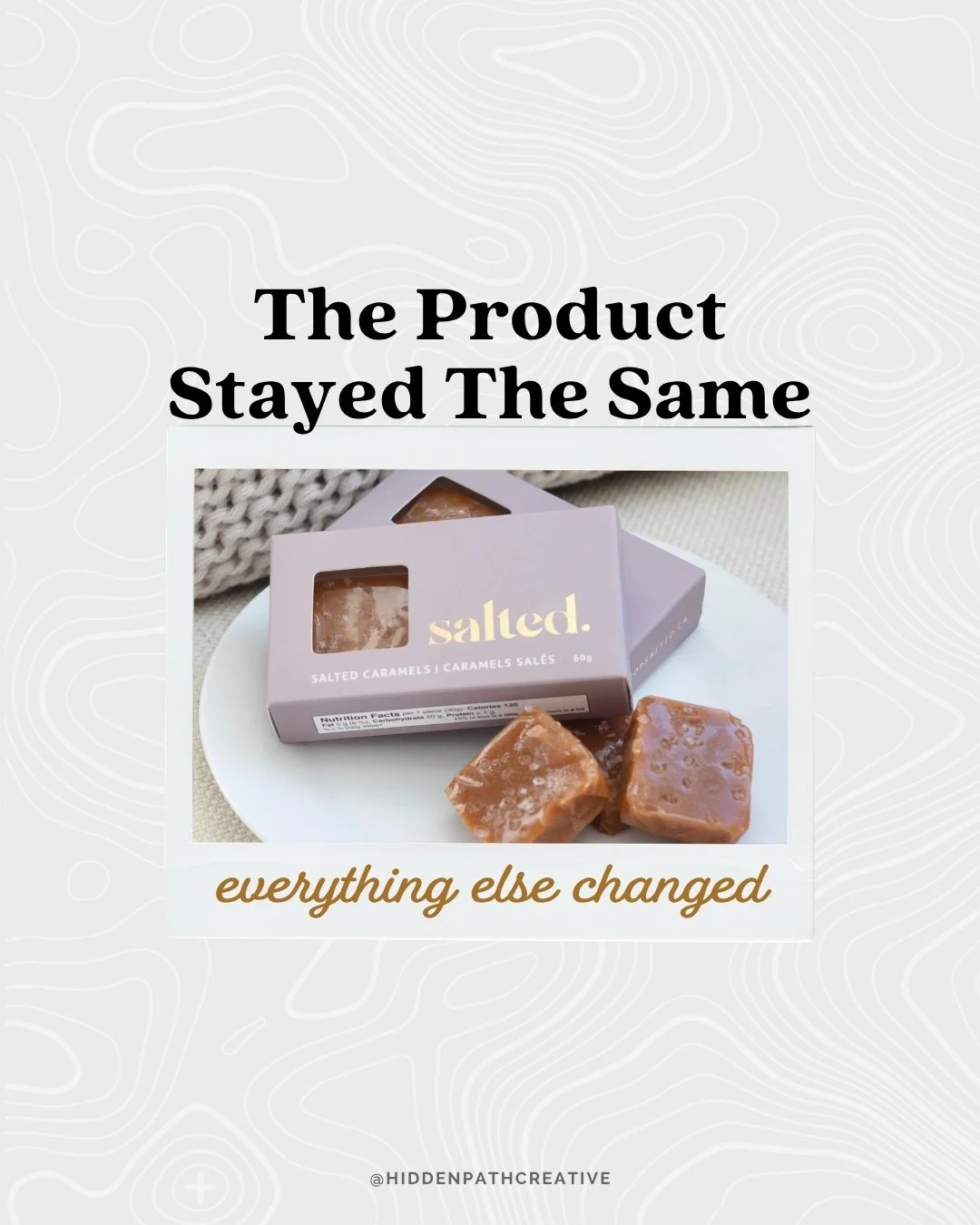One of the biggest misconceptions I see is that packaging is the finishing touch.⁣
⁣
In reality, it's often what creates the first impression.⁣
⁣
For Salted, the redesign created results that reached far beyond the shelf.⁣
⁣
Retailers promoted the pr
