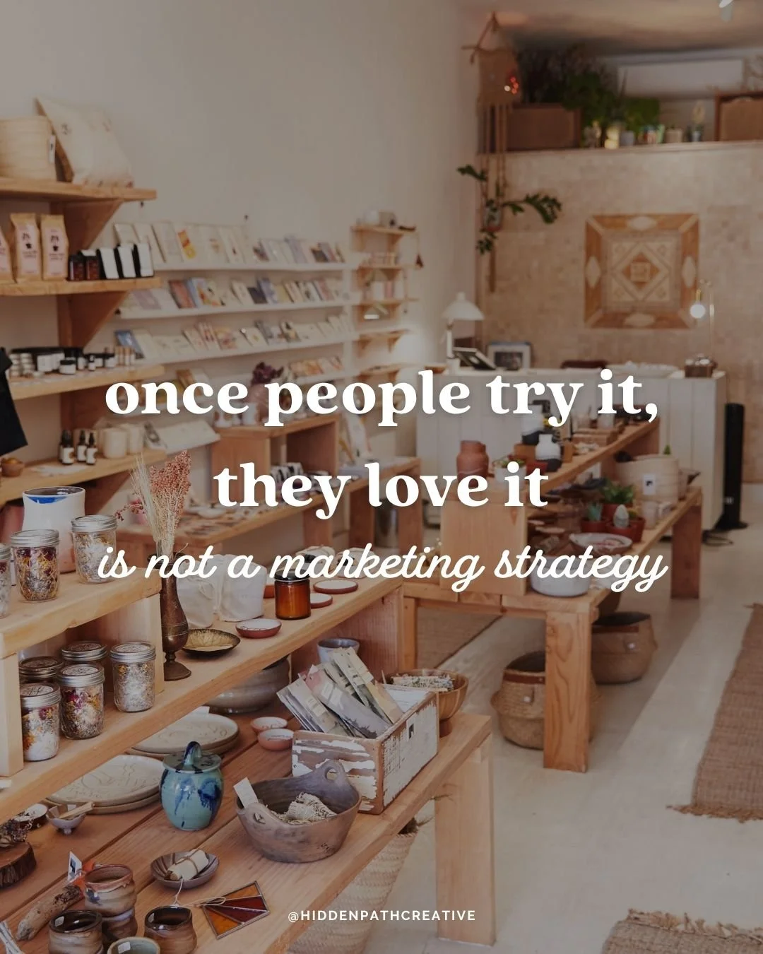 I hear this from product-based business owners all the time:⁣
⁣
&ldquo;Once people try it, they love it.&rdquo;⁣
⁣
And that&rsquo;s GREAT.⁣
⁣
It means you&rsquo;ve created a product that delivers.⁣
⁣
But there&rsquo;s still a pretty important questio
