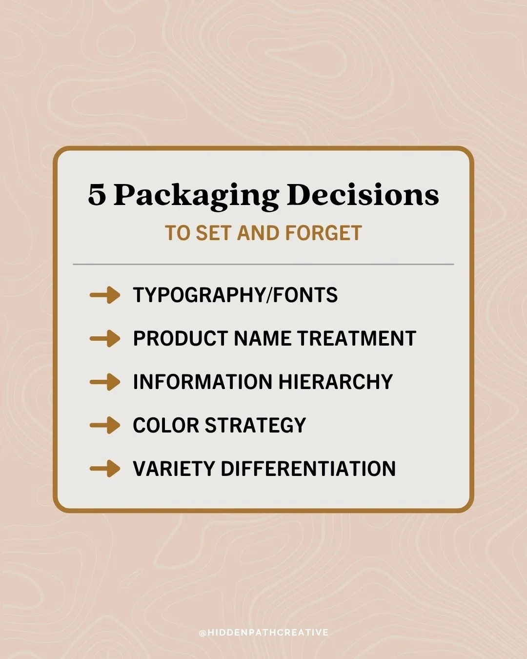 Here&rsquo;s one way to tell whether your brand has a packaging system or just a collection of packages:⁣
⁣
Look at how many decisions you have to make when you add a new product.⁣
⁣
If you&rsquo;re starting from:⁣
⁣
&ldquo;What font should we use?&r