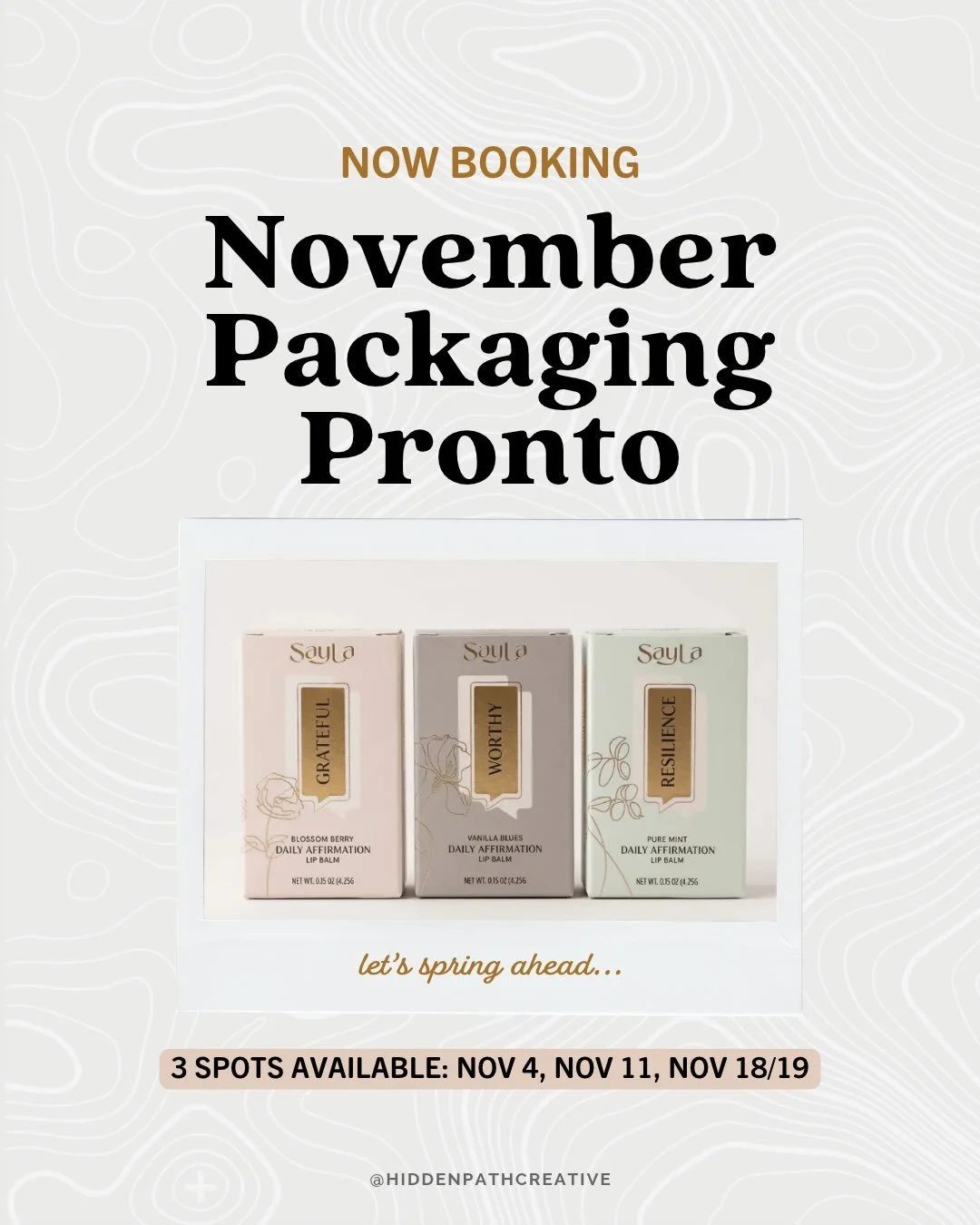 Your 2027 product launch starts NOW. 📦

If you&rsquo;re planning to launch a new product, get into retail, or finally upgrade the packaging you&rsquo;ve outgrown, November is your chance to make it happen.

I&rsquo;m opening 3 Packaging Pronto spots