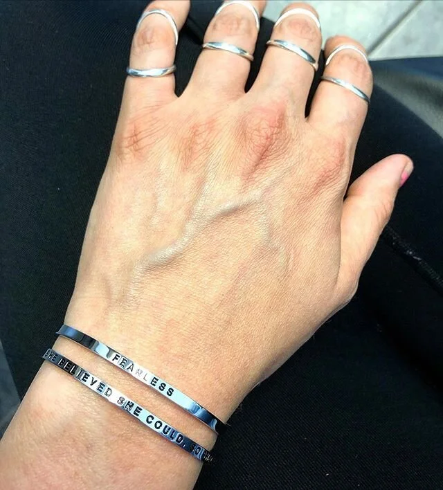 These gorgeous &ldquo;Mantra Bands&rdquo; were given to me today by an incredible friend who daily fights her own silent hidden battles. A beautiful reminder that I am fearless. And that I will overcome obstacles and do great things.... even if I nee