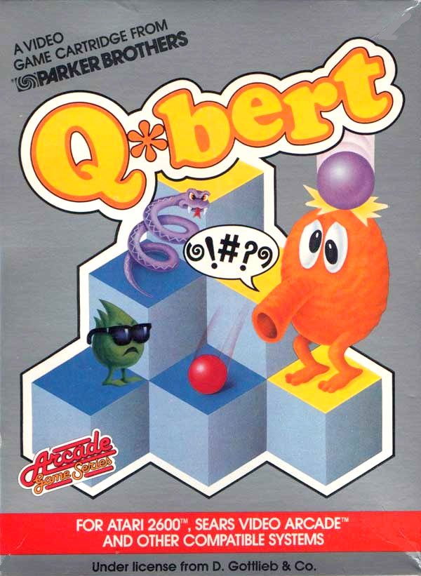 Q*bert box art, Atari 2600, 1982
