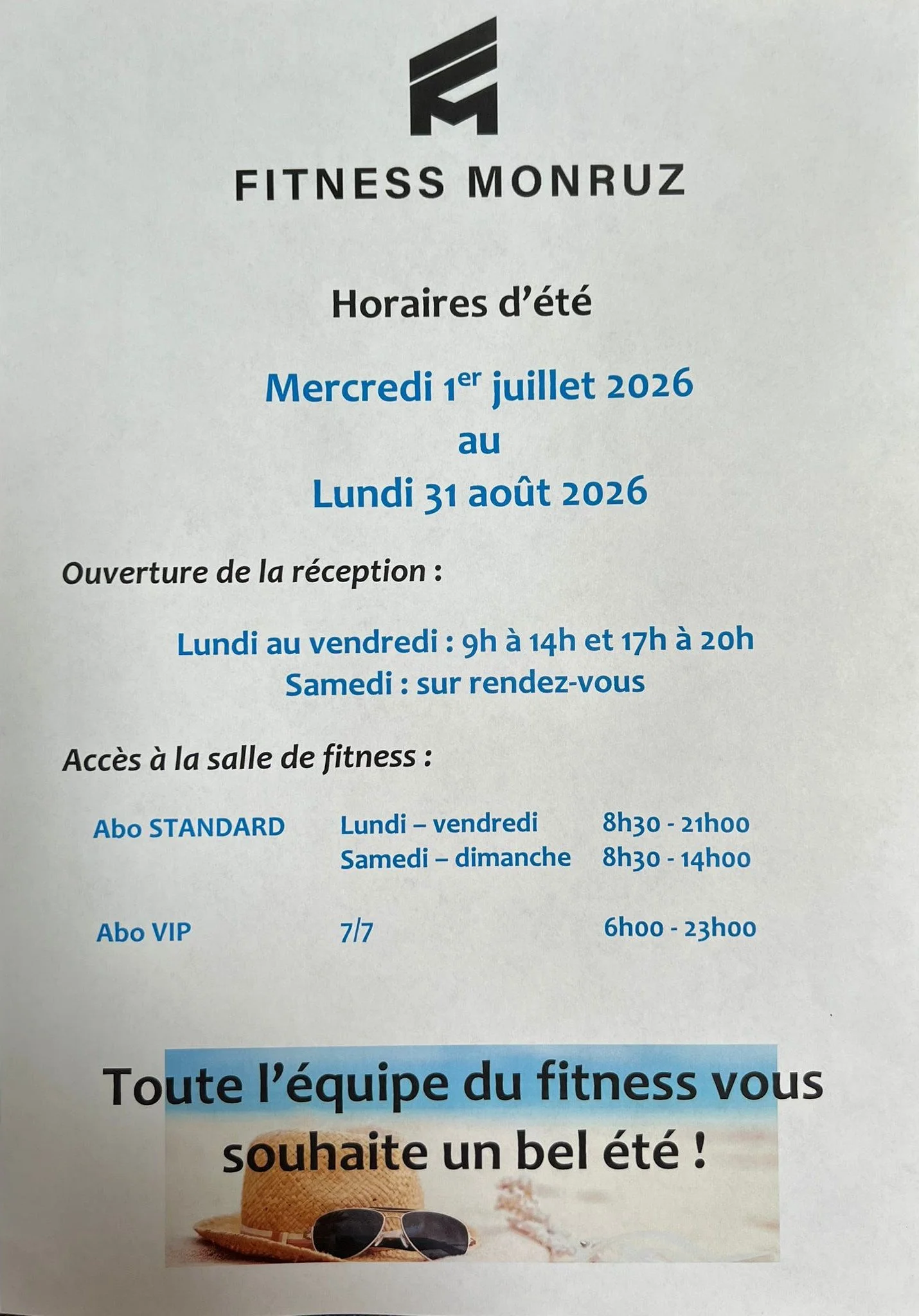 Horaires d'été ☀️