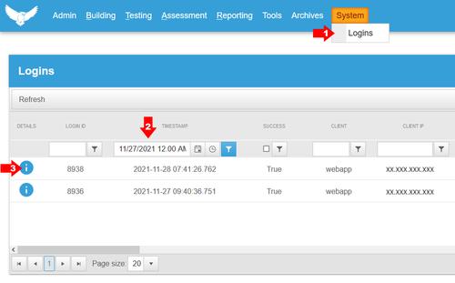 OWL System Menu Help | Logins — OWL Testing Software