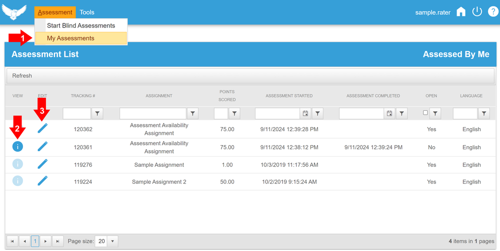 OWL Assessments Menu Help | Publish, Responses, Blind Rating, Proctor ...