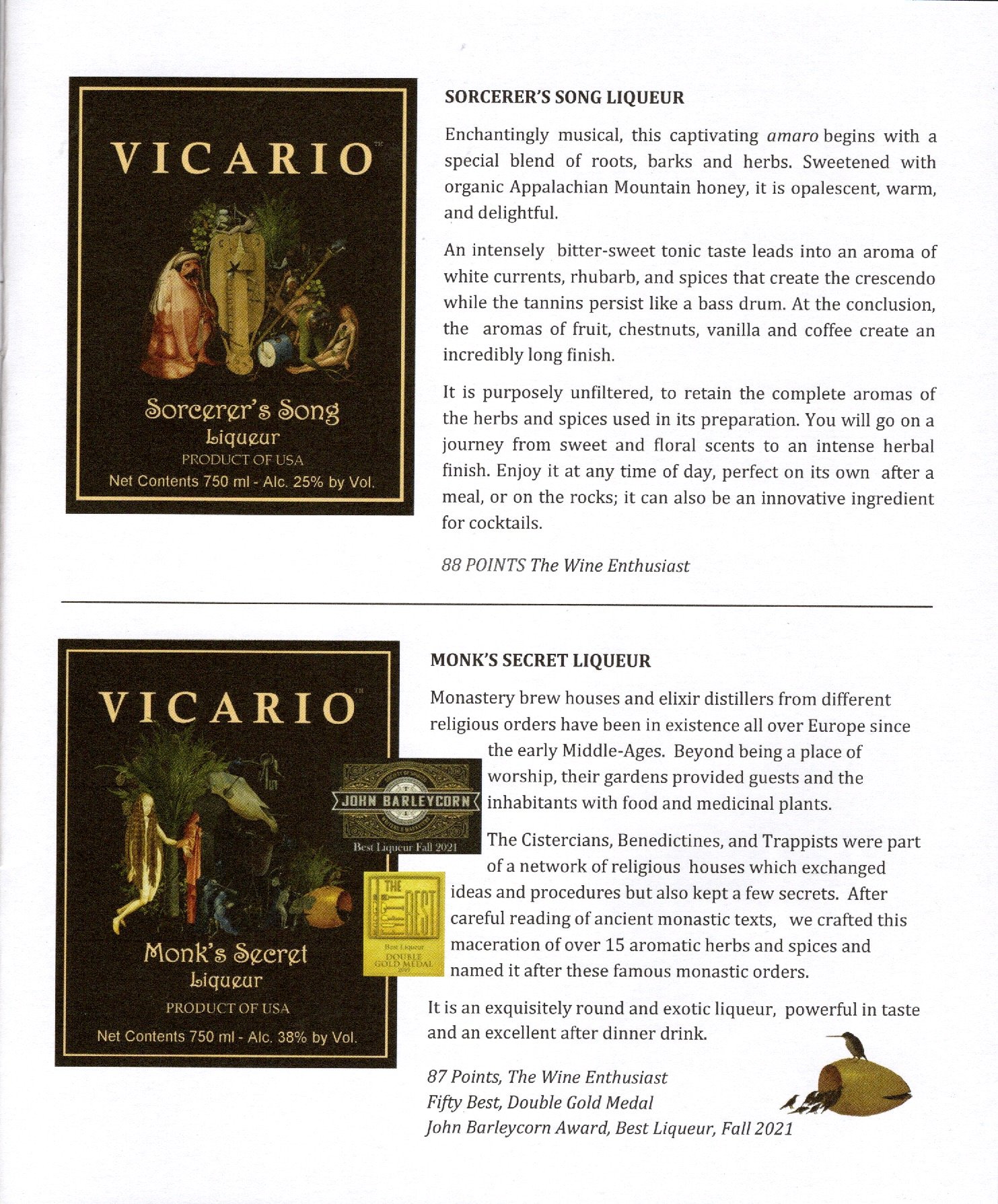 Vicario Tasting Book Page 23 - Tasting 18 & 19 of 19