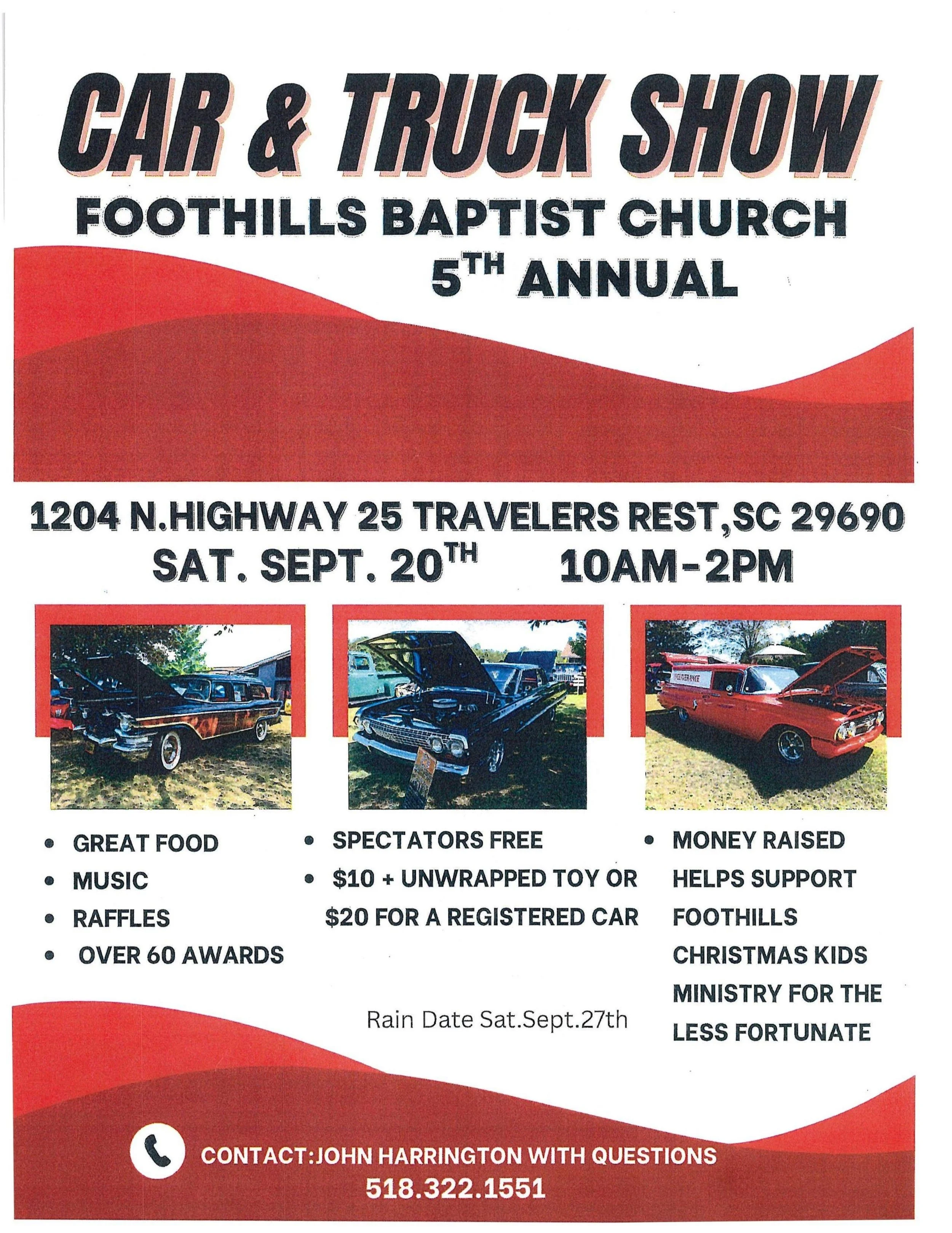 Foothills Baptist Church 5th Annual Car & Truck Show