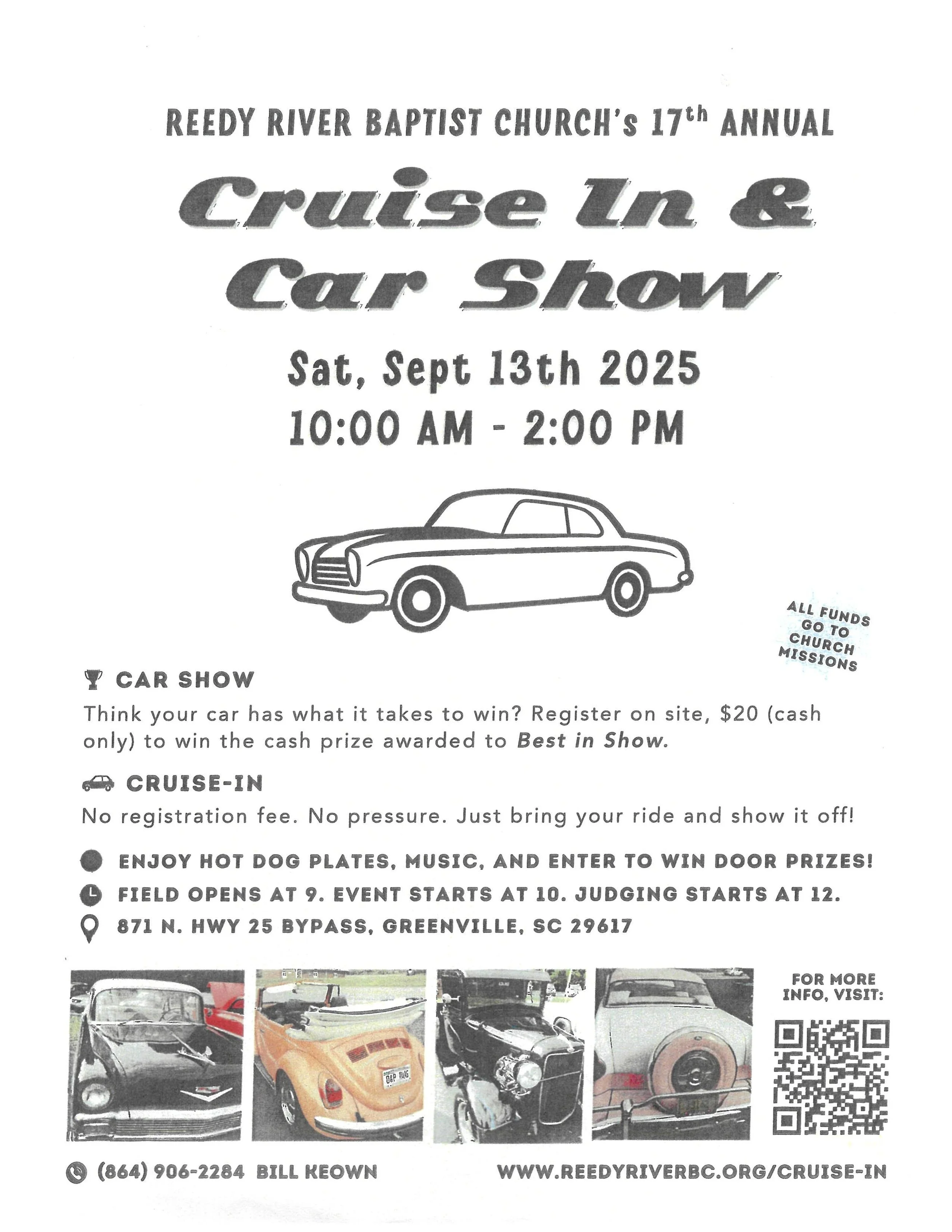 Reedy River Baptist Church 17th Annual Cruise In