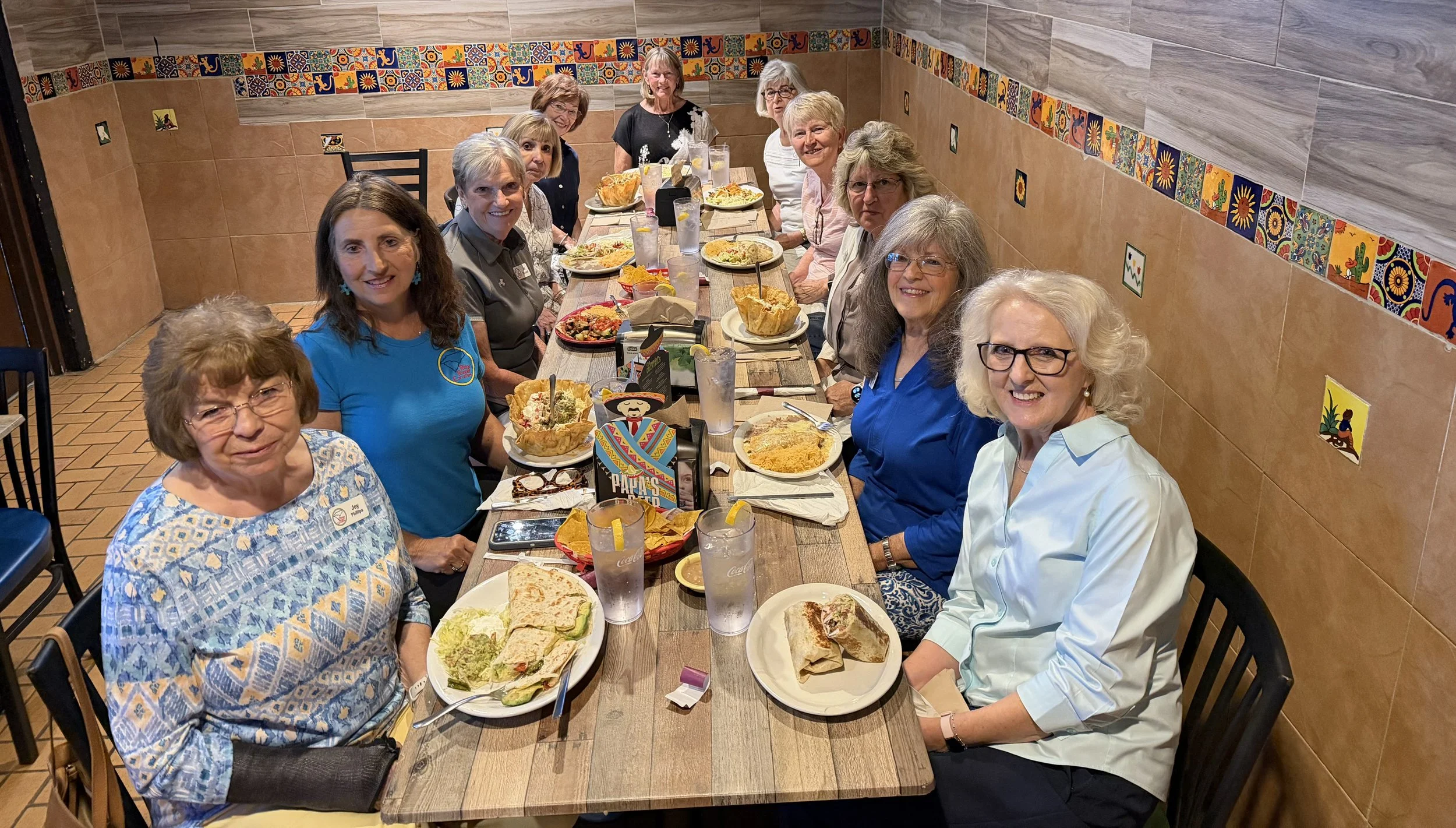 April Ladies Luncheon at Papas & Beer hosted by Jody Pimental. Joy Phillips, Sheila Smith, Jill Russell, Bonnie Taylor, Linda Zordan, Jody Pimental, Jean Roberts, Tanny Williams, Penny Baumgartner, Claire Iler, and Ronda Musuraca.