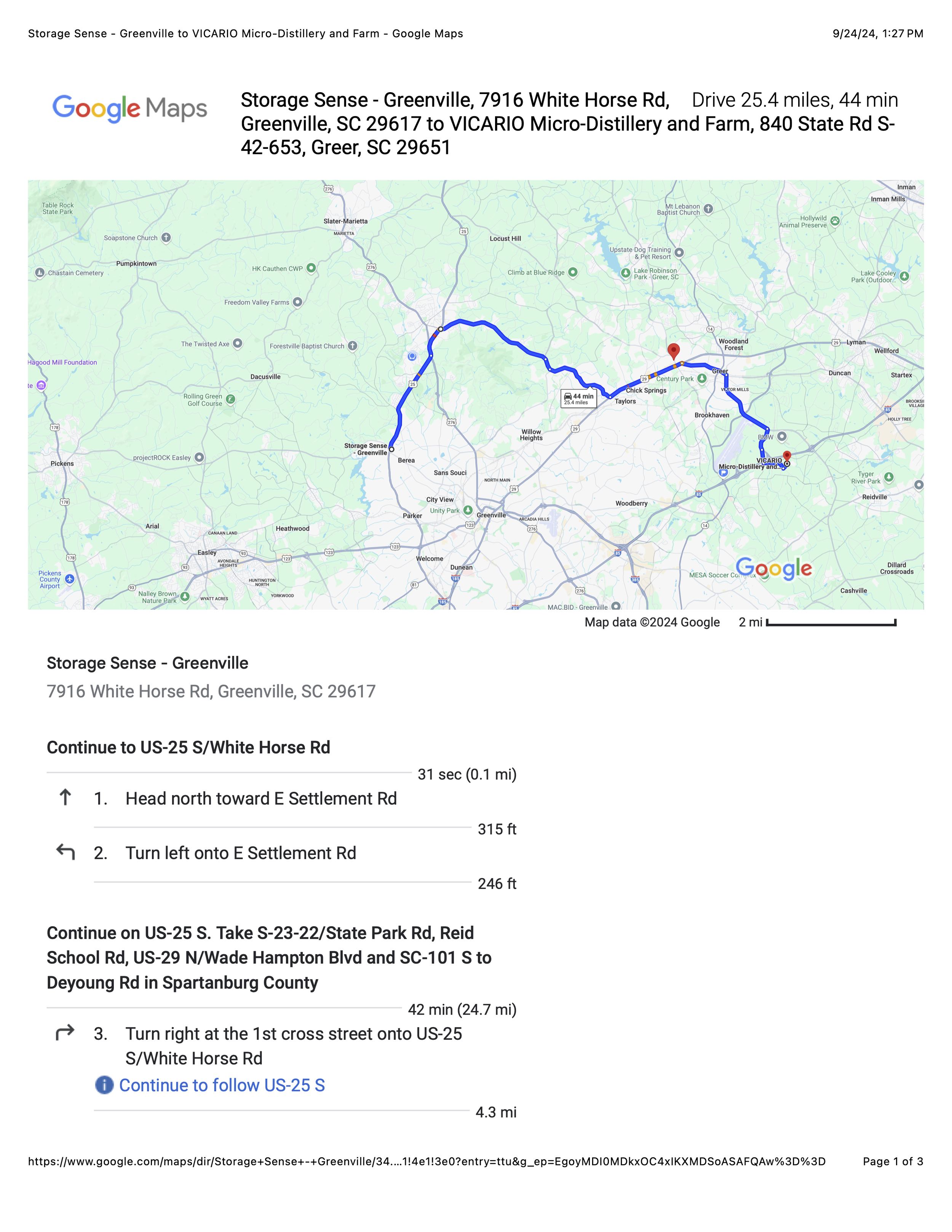 Google Maps Route - page 1