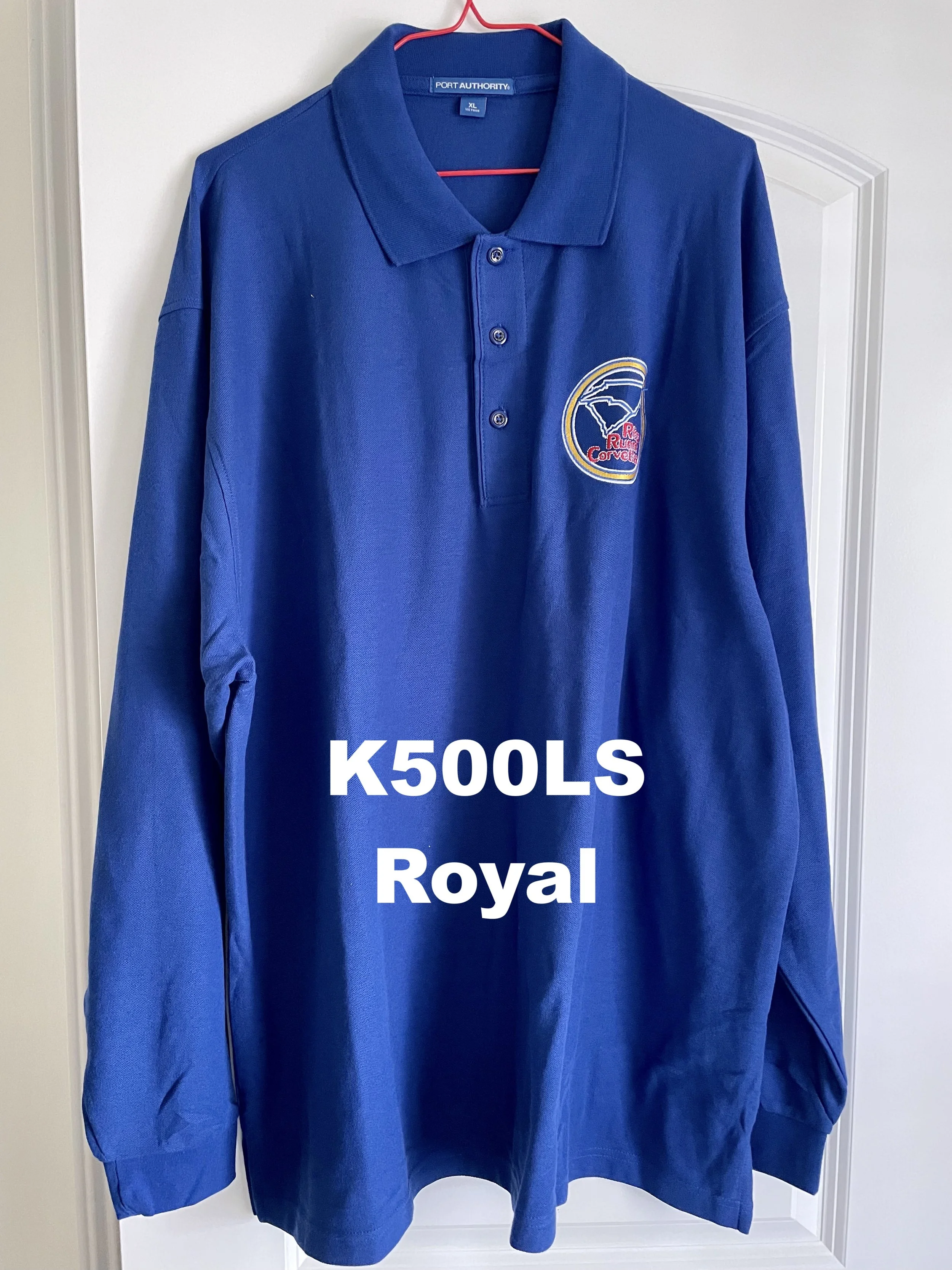 Mens Large Long-Sleeve Polo-Shirt Royal Blue