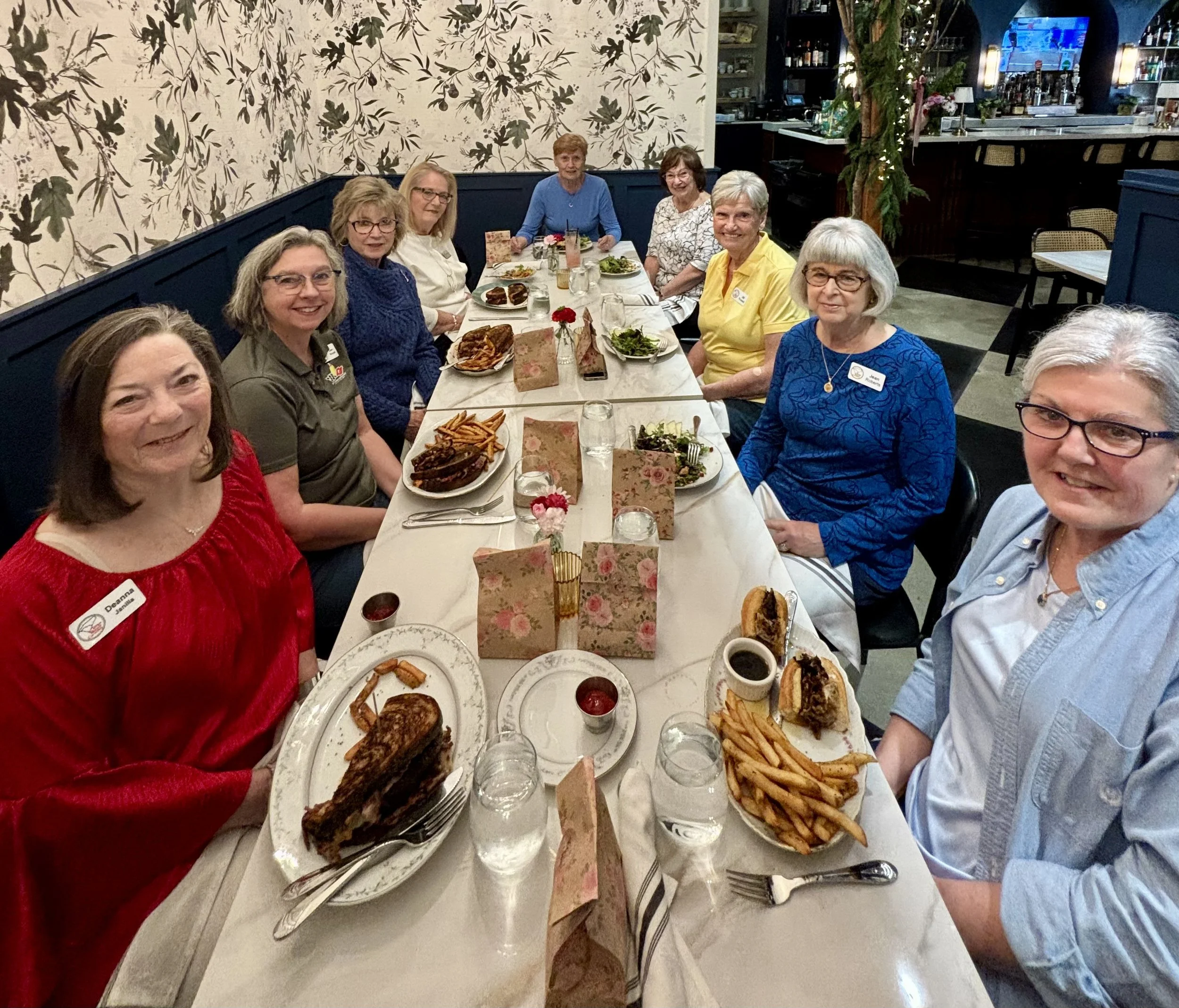 February Ladies Luncheon, at Roti, Hosted by Linda Zordan. Deanna Janilla, Karen Kenyon, Sue Doyle, Pauline Kinstrey, Barb Brackett, Linda Zordan, Jill Russell, Jean Roberts, Nancy Emerson
