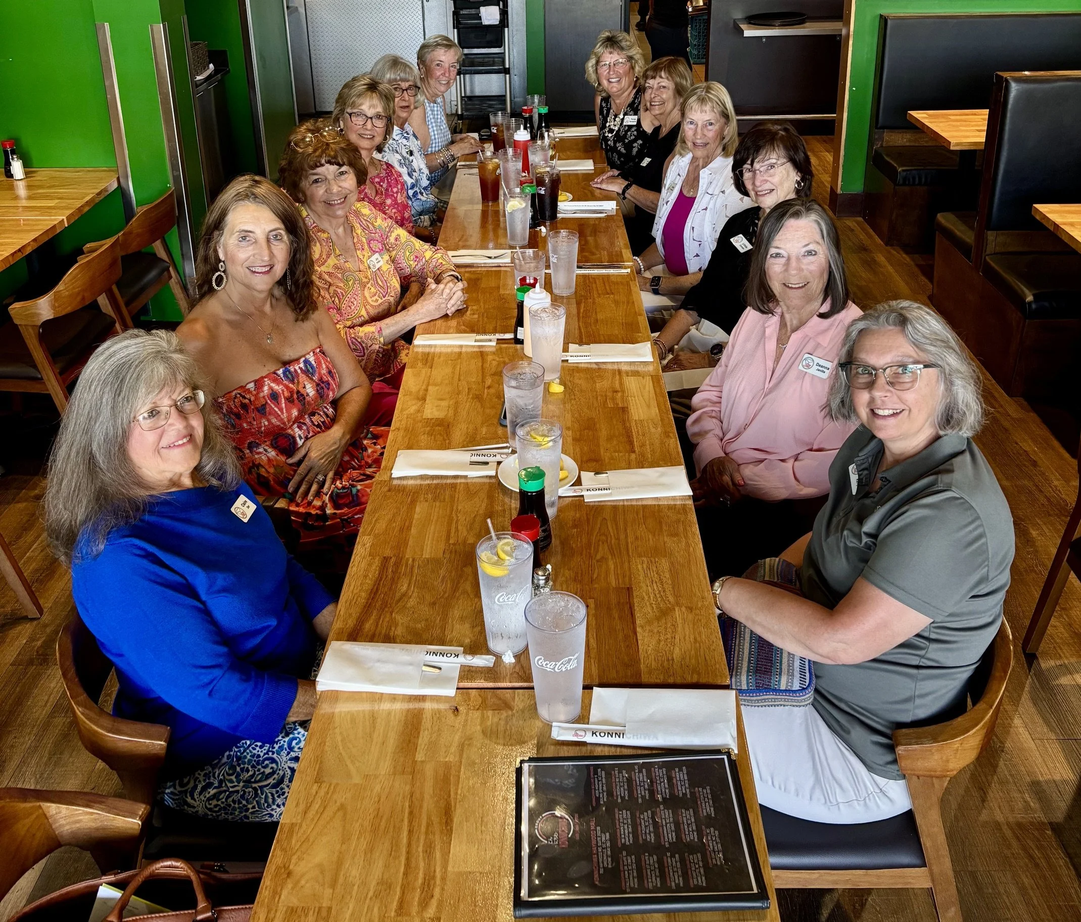 July Ladies Luncheon at Konnichiwa on Woodruff, hosted by Jody Pimental and Cathy Bolick.

Claire Manning Iler, Sheila Spivey Smith, Joy Banting Phillips, Sue Doyle, Jean E Stauffer Roberts, Cathy Bolick, Penney Baumgartner, Donna White,  Jody Piment