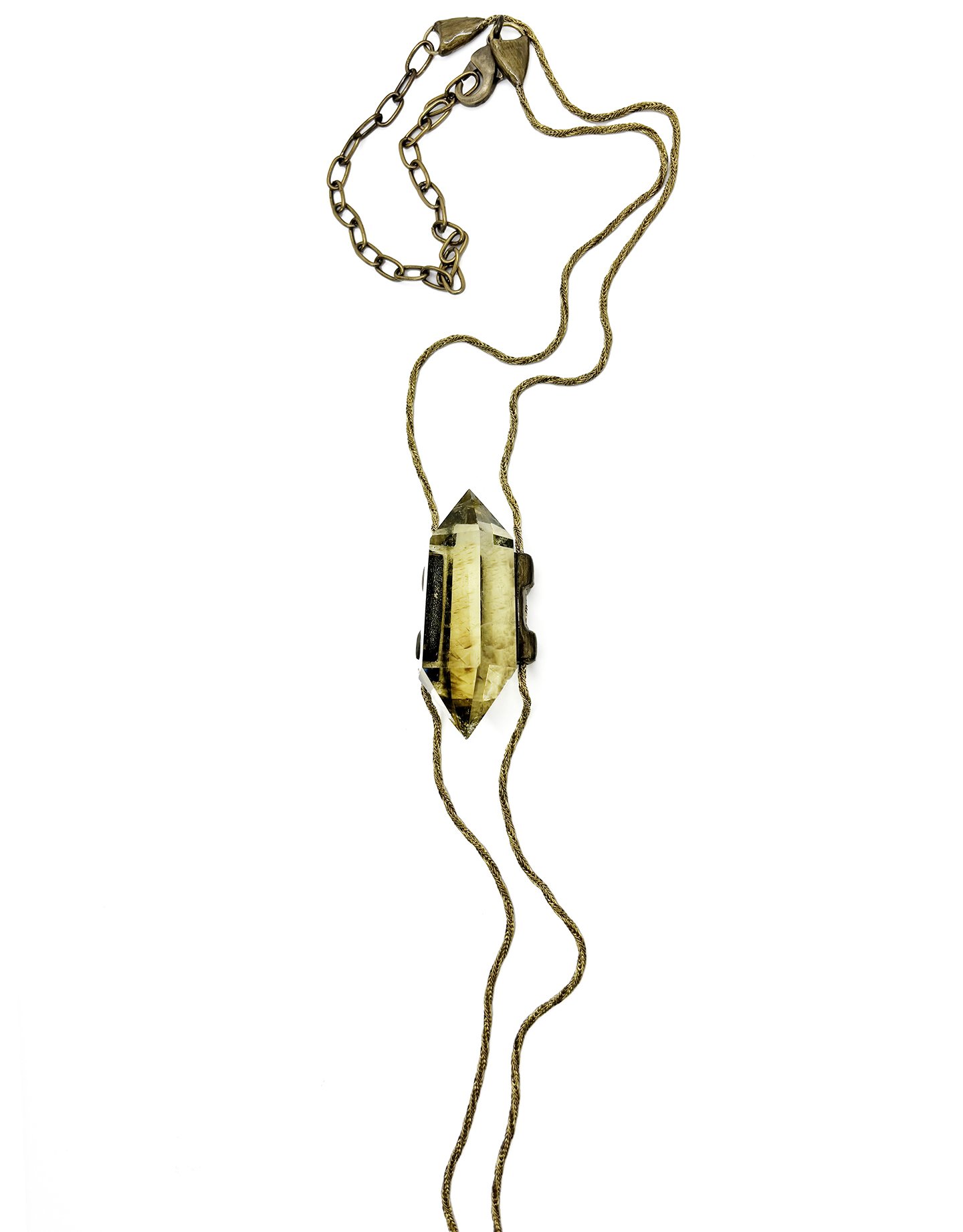 The Angel #69 Double Terminated Citrine Crystal Lariat Necklace