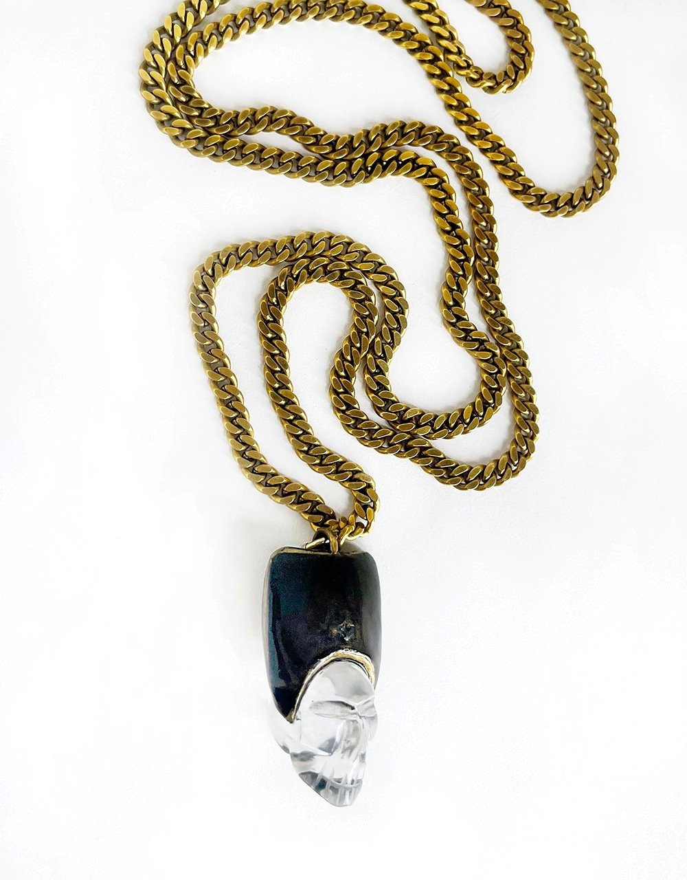 Ukrainian Cossack Inspired Crystal Skull Diamond Quartz Pendant