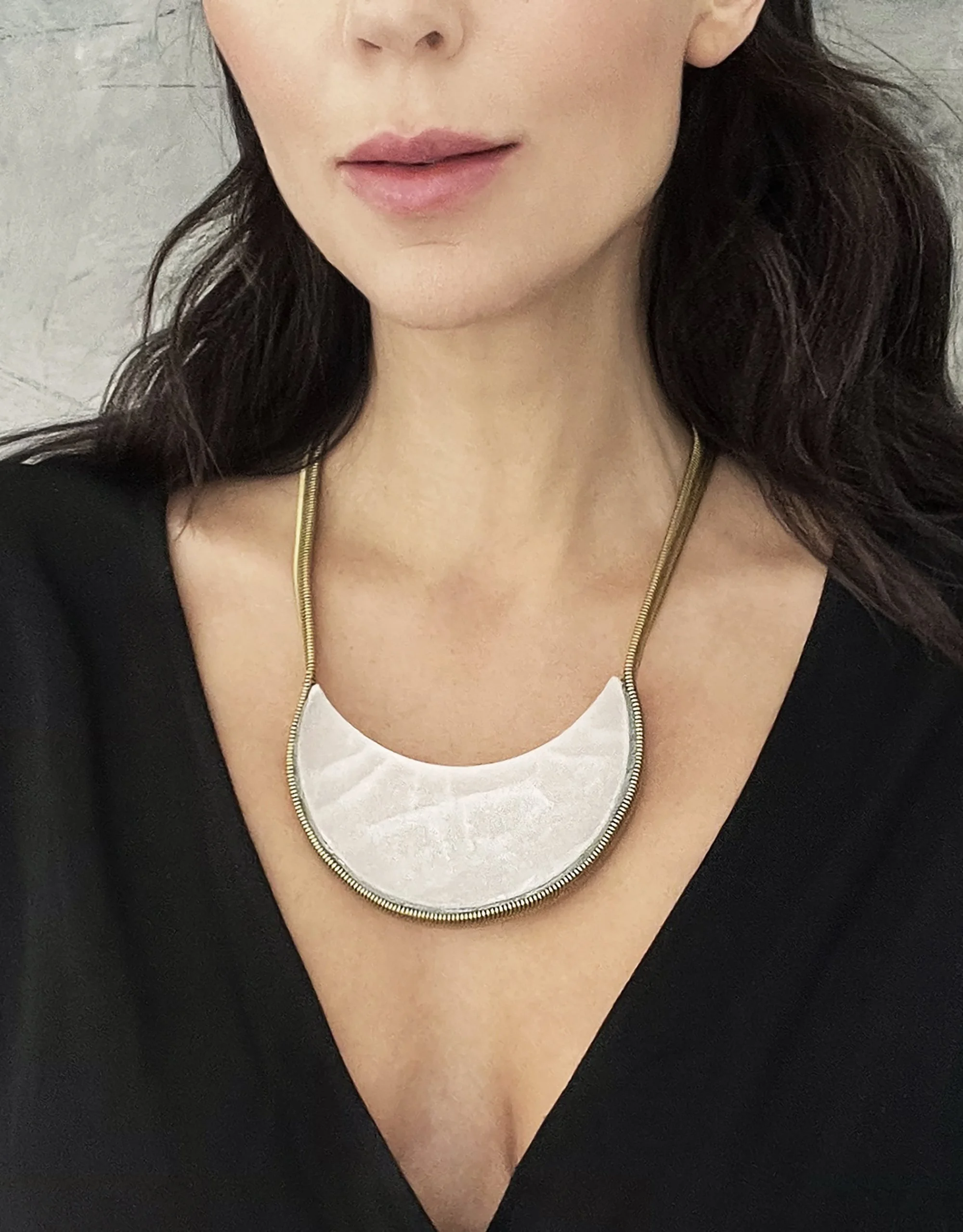 Selenite Moon Necklace