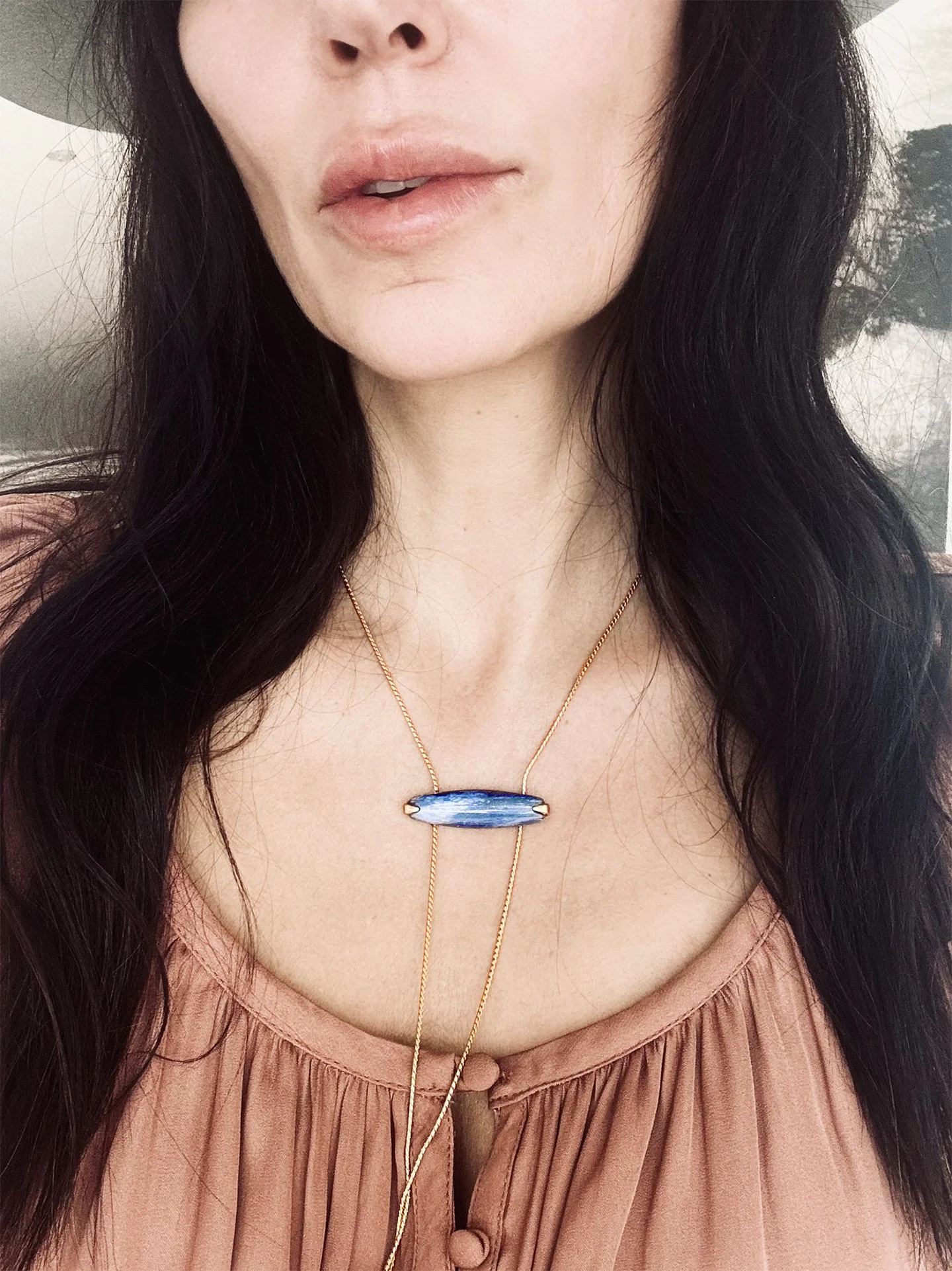 Weil-Armed With Ardor-kyanite lariat necklace-on.jpg