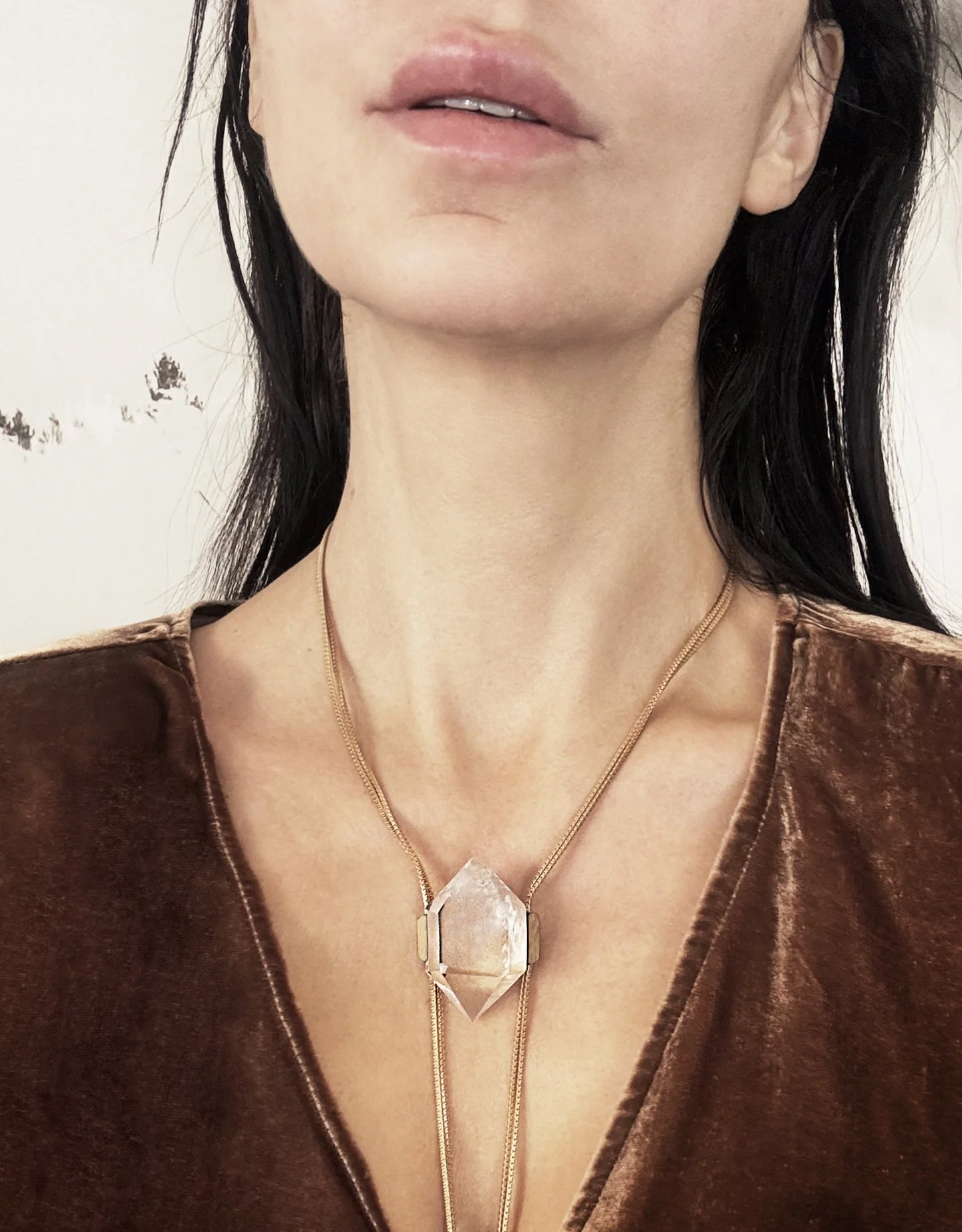 armed with ardor_angel #87-quarts crystal lariat necklace-on.jpeg