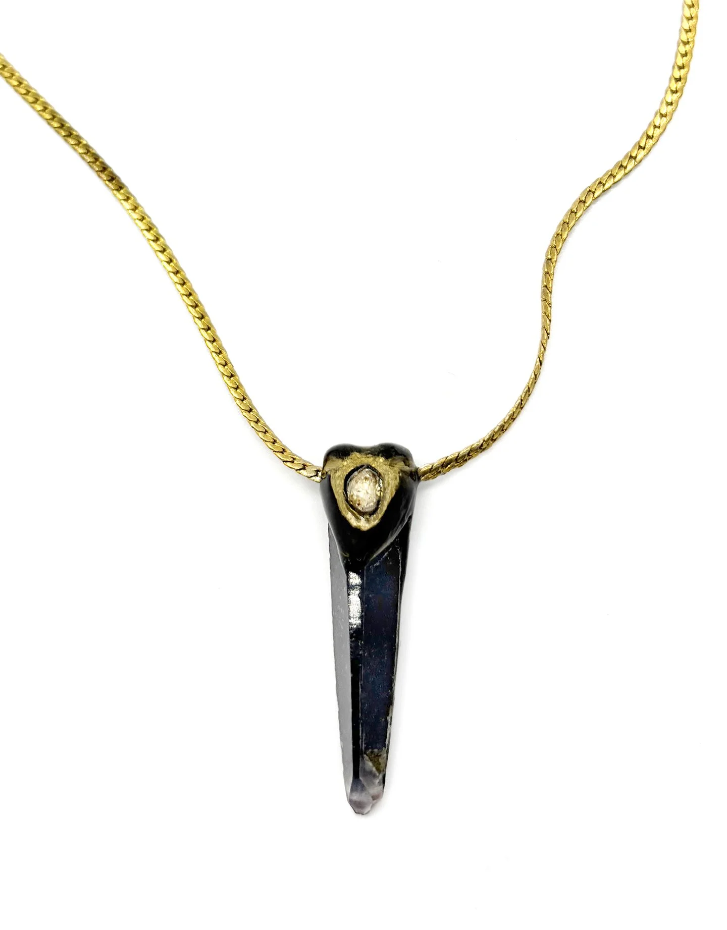 Moonglow-armed with ardor-black lithium quartz crystal necklace