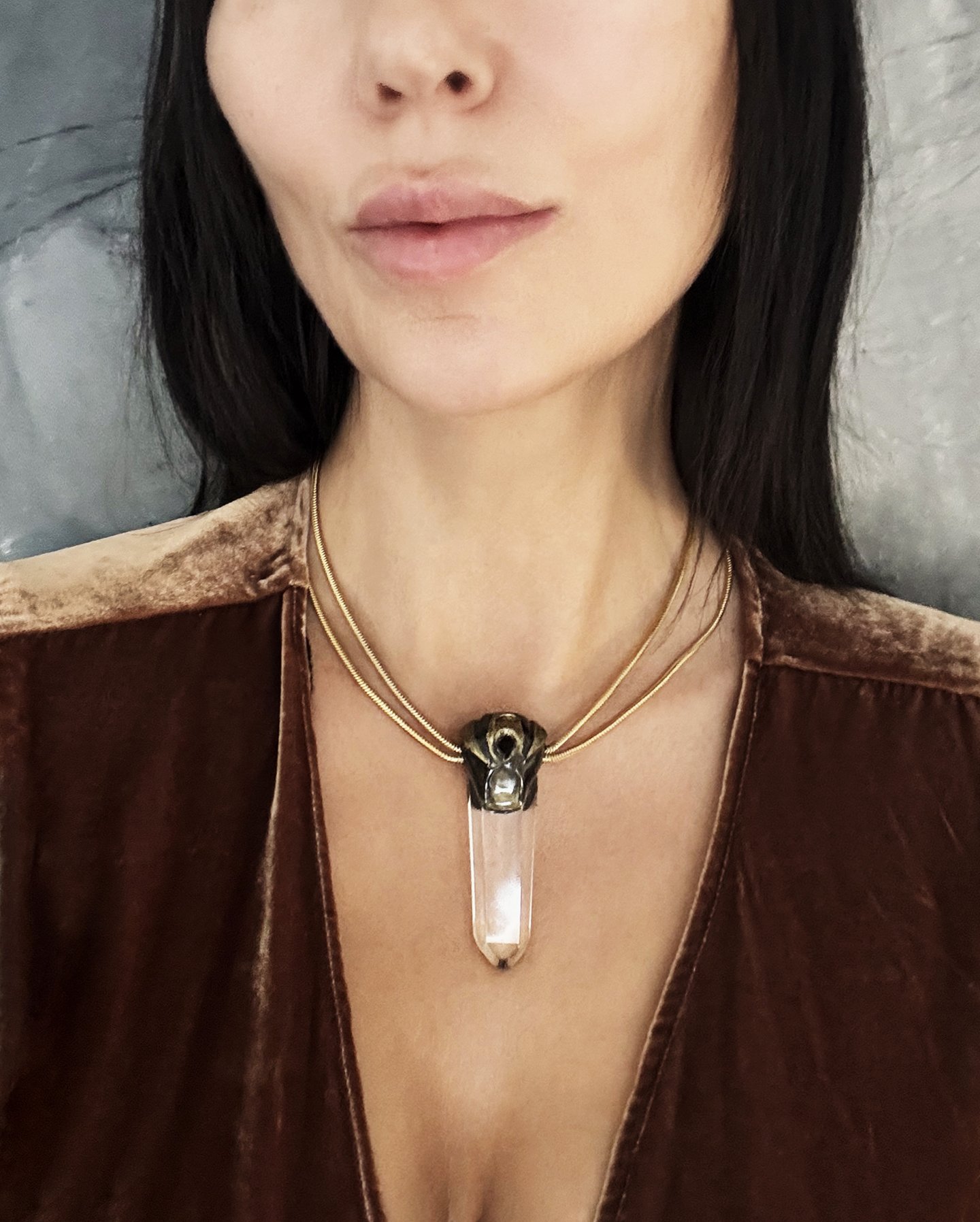 The Muse #2 Quartz Crystal And Garnet Quartz Necklace