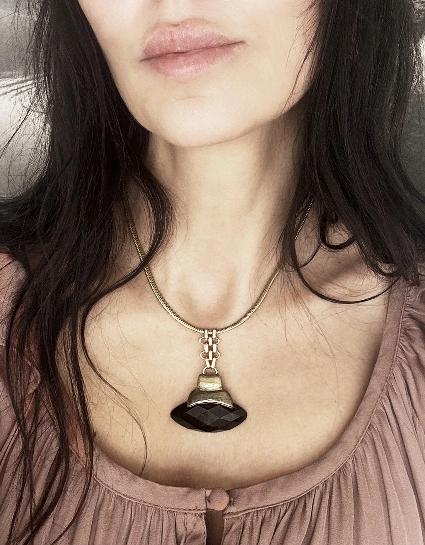 Kahlo-armed with ardor-black onyx necklace-on