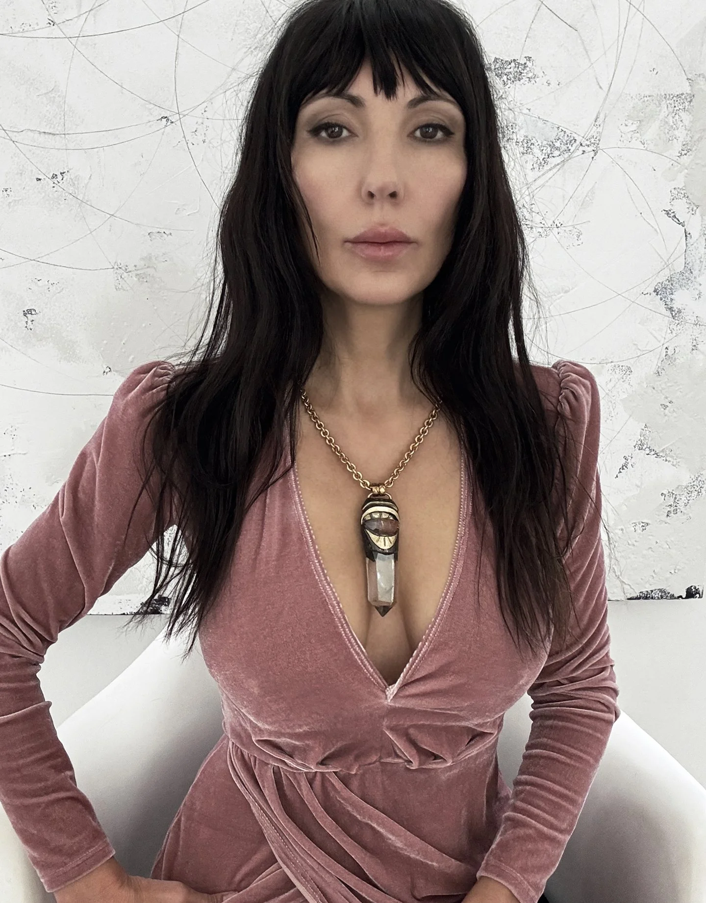 Rising Sun-armed with ardor-smoky quartz statement necklace-on.jpeg