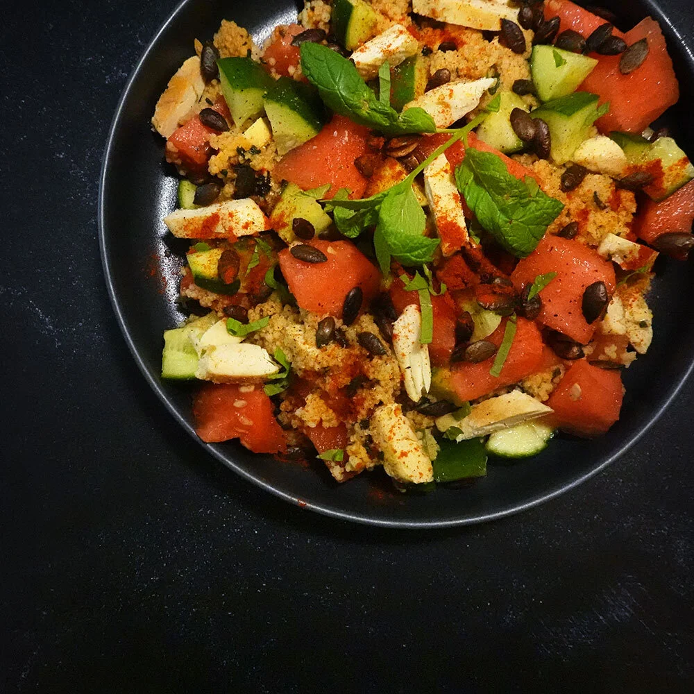 Semoule poulet concombre &amp; pastèque