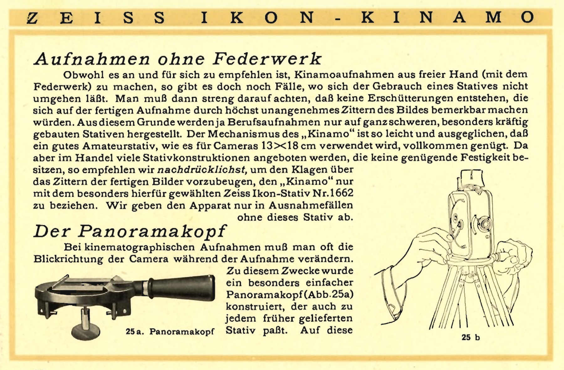 Kinamo Instructions Panoramic head