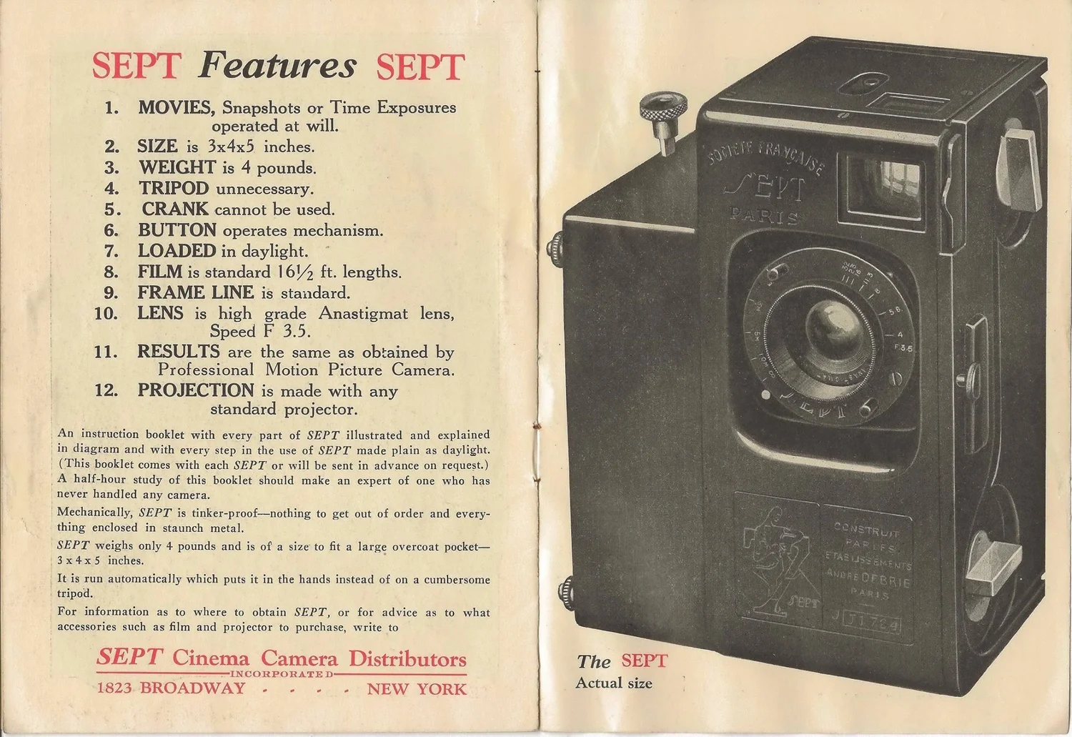 Debrie Sept 35mm Cine Camera — Kino Cameras