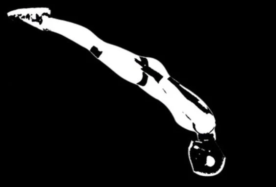 Side profile of an angle flyer, black and white.
