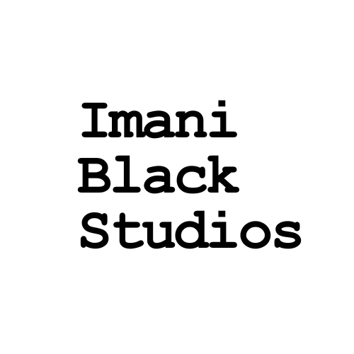 Black text on a white background reads "Imani Black Studios" in a bold, playful font.