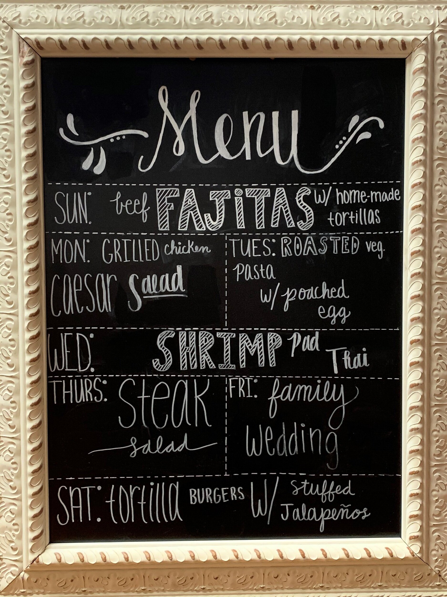 Week 1 Dinner Menu
