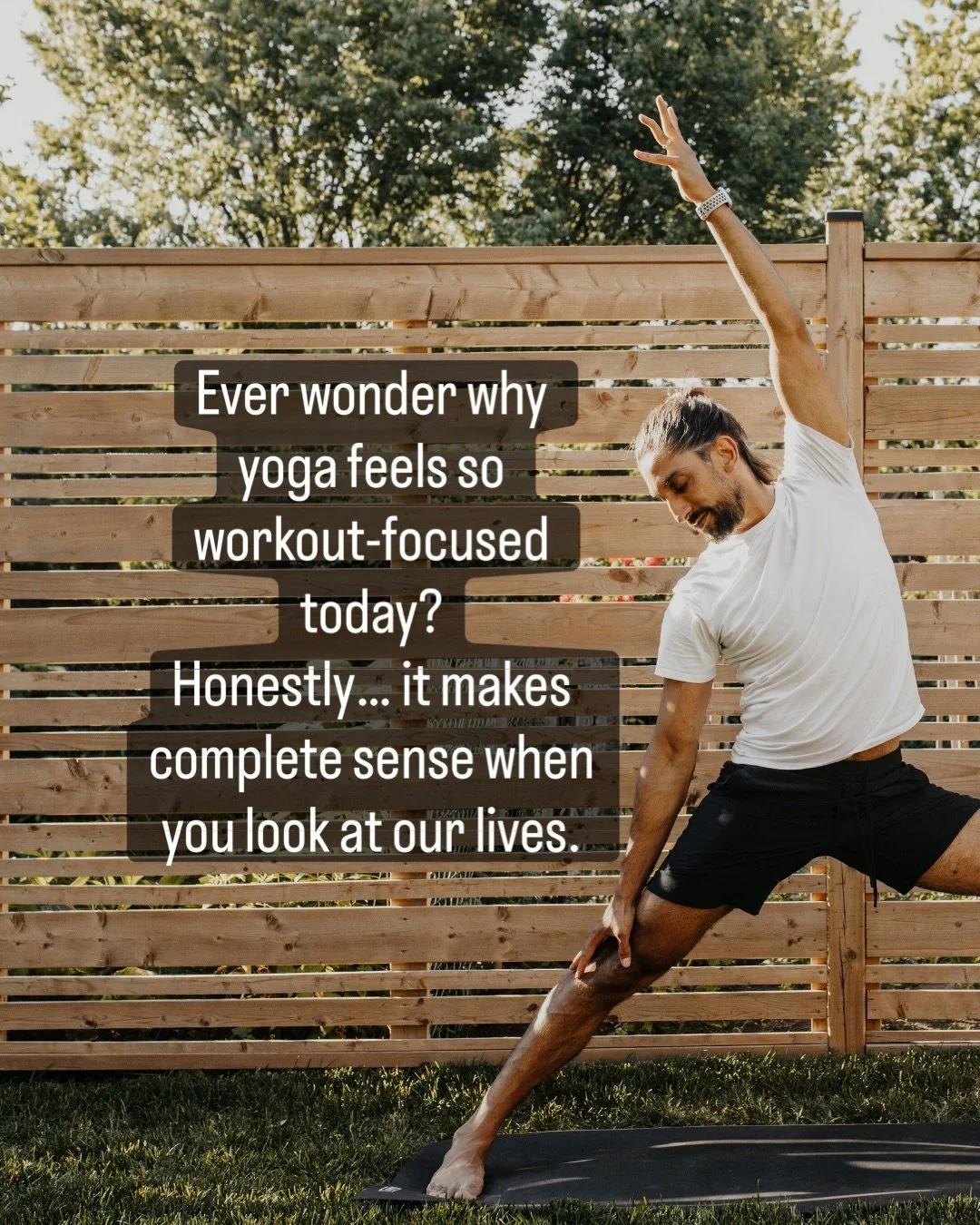 The more I teach, the more I realize this 👇🏽
It actually makes sense that yoga feels so workout-focused today.

We&rsquo;re living in the most sedentary era humans have ever experienced.
Hours sitting.
Hours scrolling.
Bodies that barely move the w