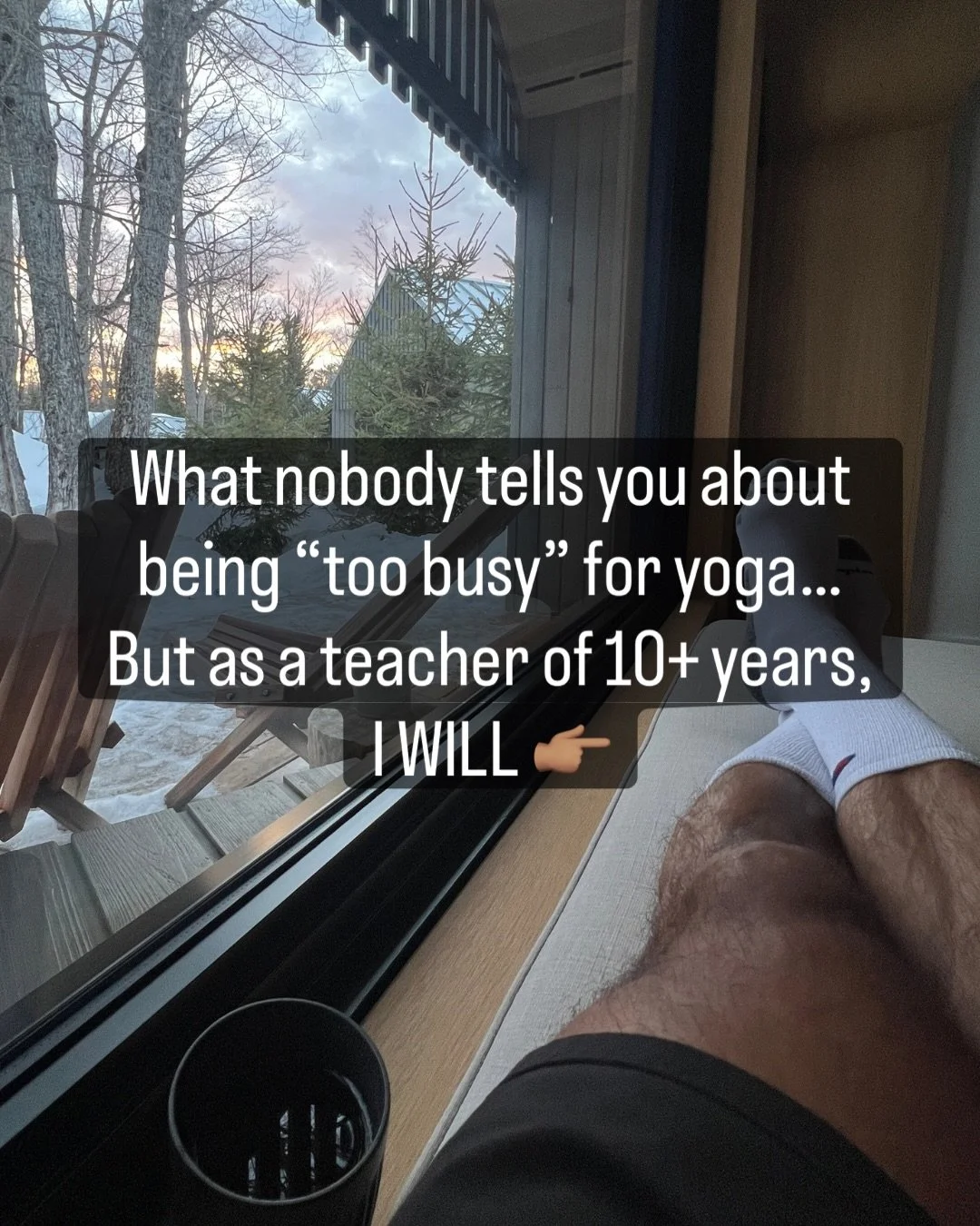 HAVE A SEAT&hellip; THE YOGA TEACHER OF 10+ YEARS HAS ENTERED THE CHAT 🧘🏽&zwj;♂️

(I&rsquo;m not yelling&hellip; just trying to capture your attn 😌)

Okay, THIS might trigger a few &ldquo;I&rsquo;m too busy&rdquo; people, but I&rsquo;m going to sa