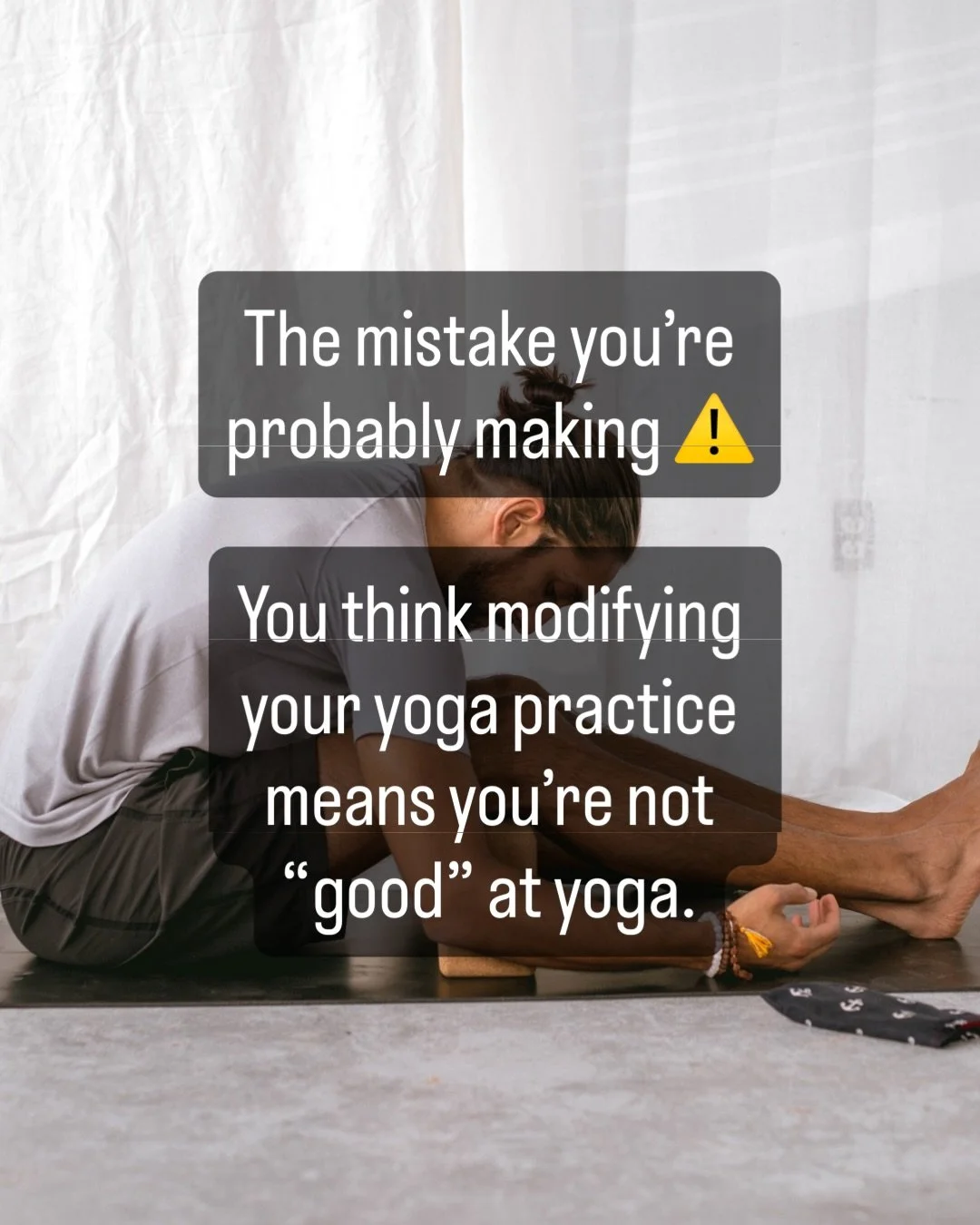 Most people think modifying your practice means you&rsquo;re doing less.

Less intense.
Less advanced.
Less &ldquo;good&rdquo; at yoga.

But that&rsquo;s backwards.

To modify literally means to improve something&hellip;
to make it more suitable. ✨

