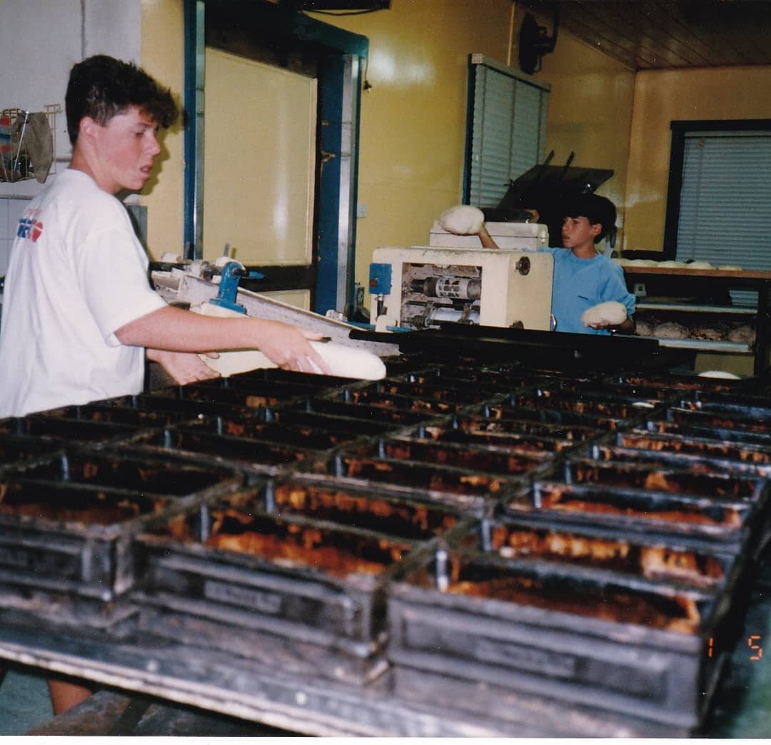 From the archives! Dad had a mate who was a baker in Tasmania. We stayed there for a week helping out in the kitchen....probably the first time I was involved in any food production! The woodfire oven was constantly burning....the bread was excellent